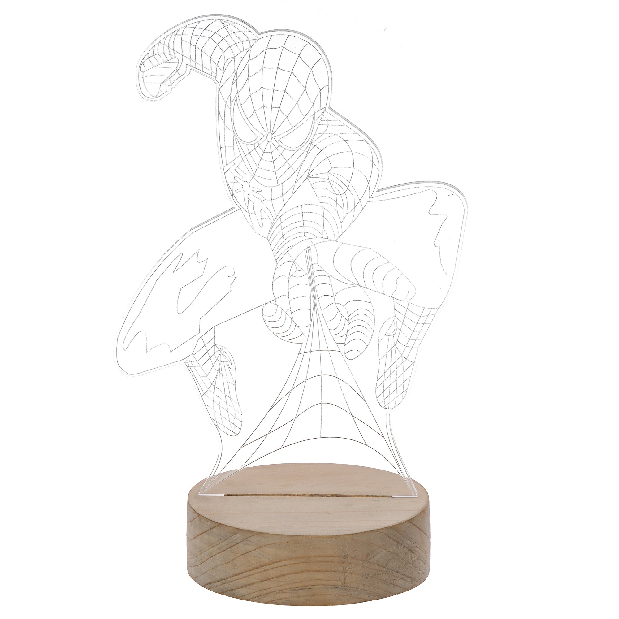 Spiderman Design Carved on Acrylic & Wood Base Night Lamp 2