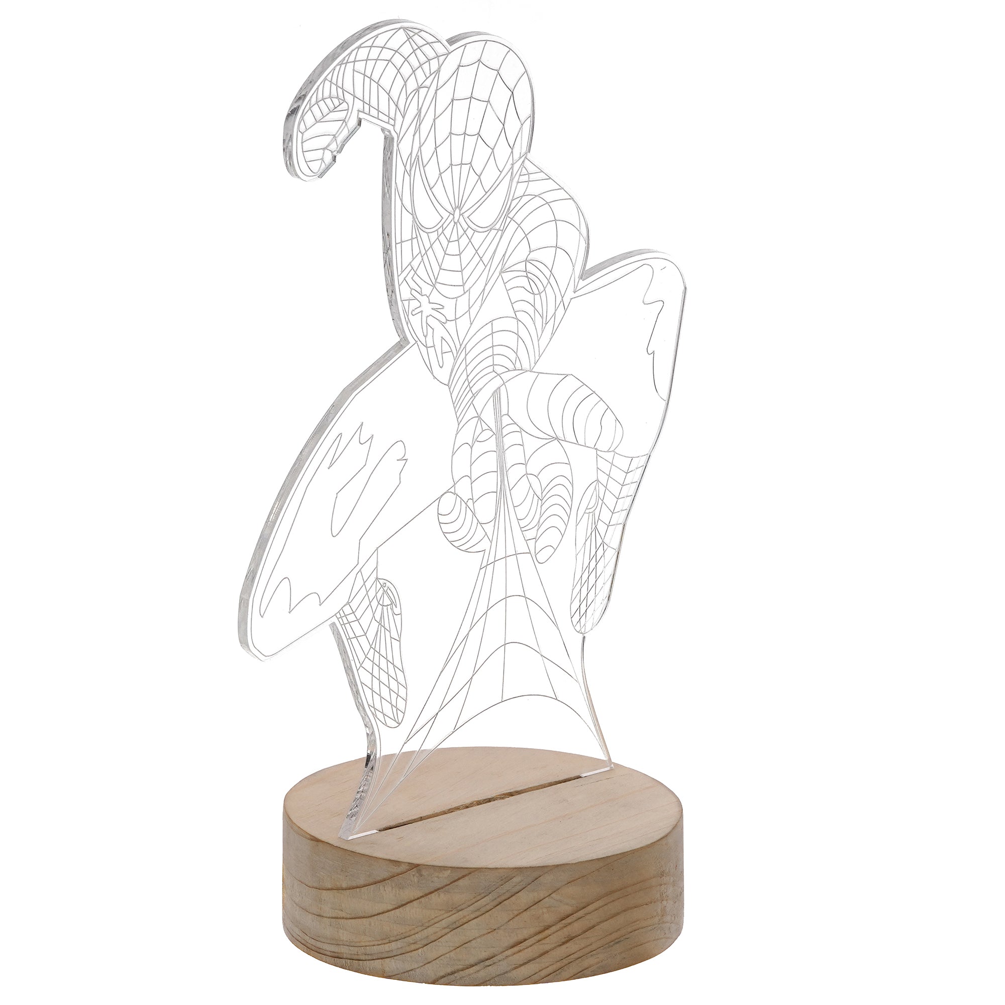 Spiderman Design Carved on Acrylic & Wood Base Night Lamp 4