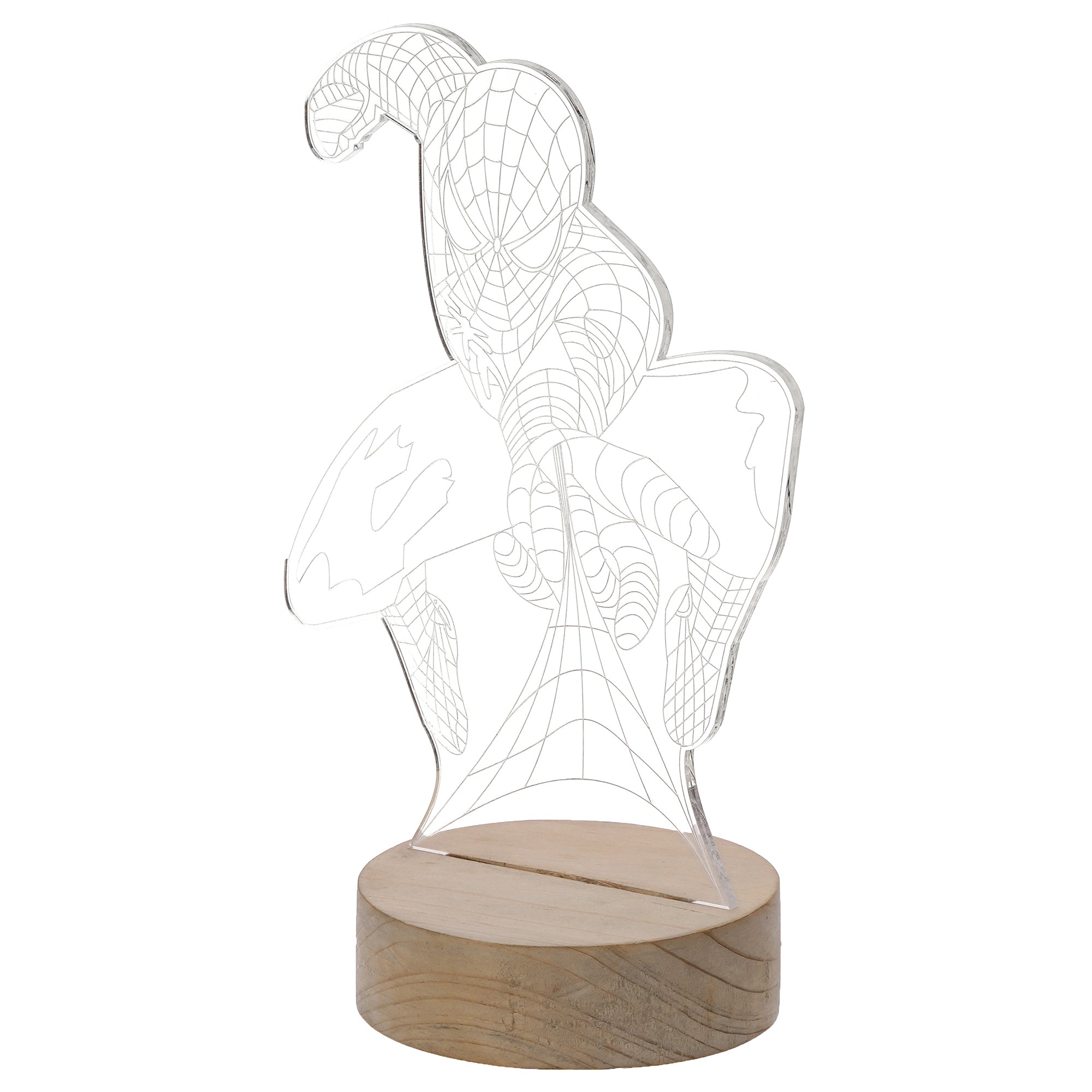 Spiderman Design Carved on Acrylic & Wood Base Night Lamp 5