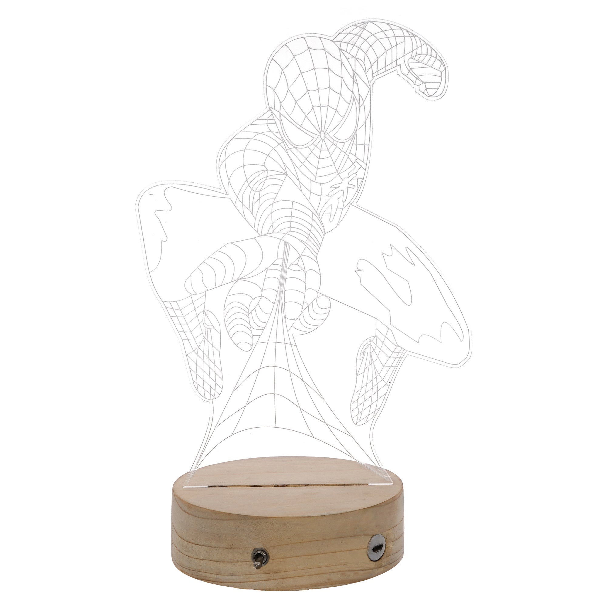 Spiderman Design Carved on Acrylic & Wood Base Night Lamp 6