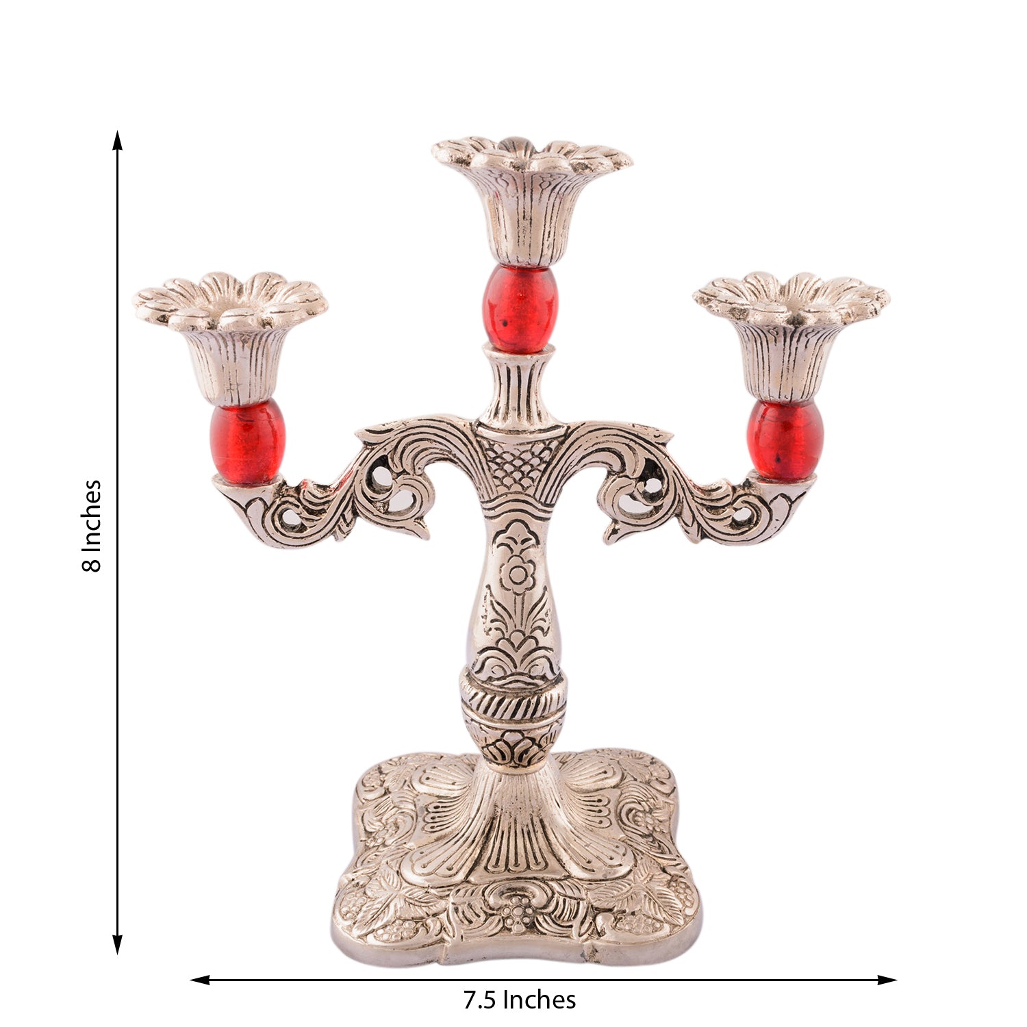 Royal Red Crystal Metal 3 Arm Candle Stand 2