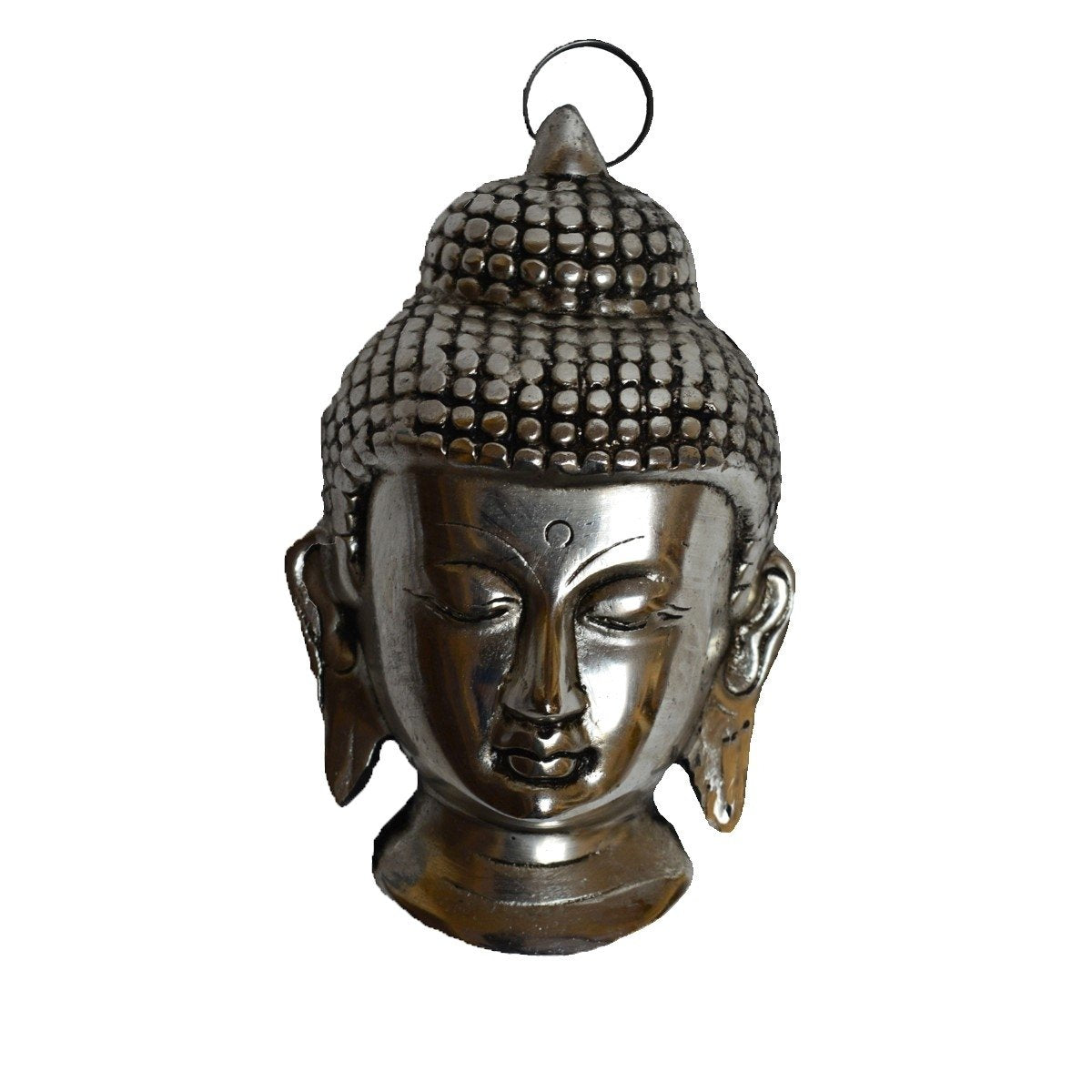 Metal Silver Meditating Lord Buddha Head Statue