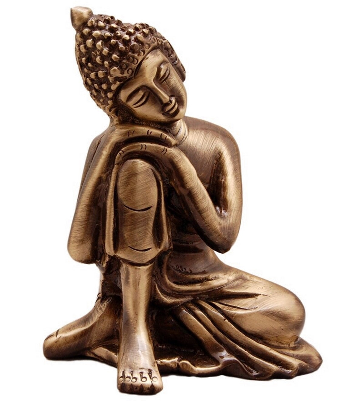 Brown Metal Resting Buddha On Knee Statue 2