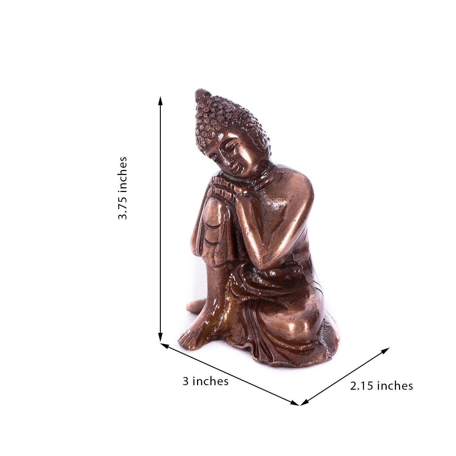 Brown Metal Resting Buddha On Knee Statue 3