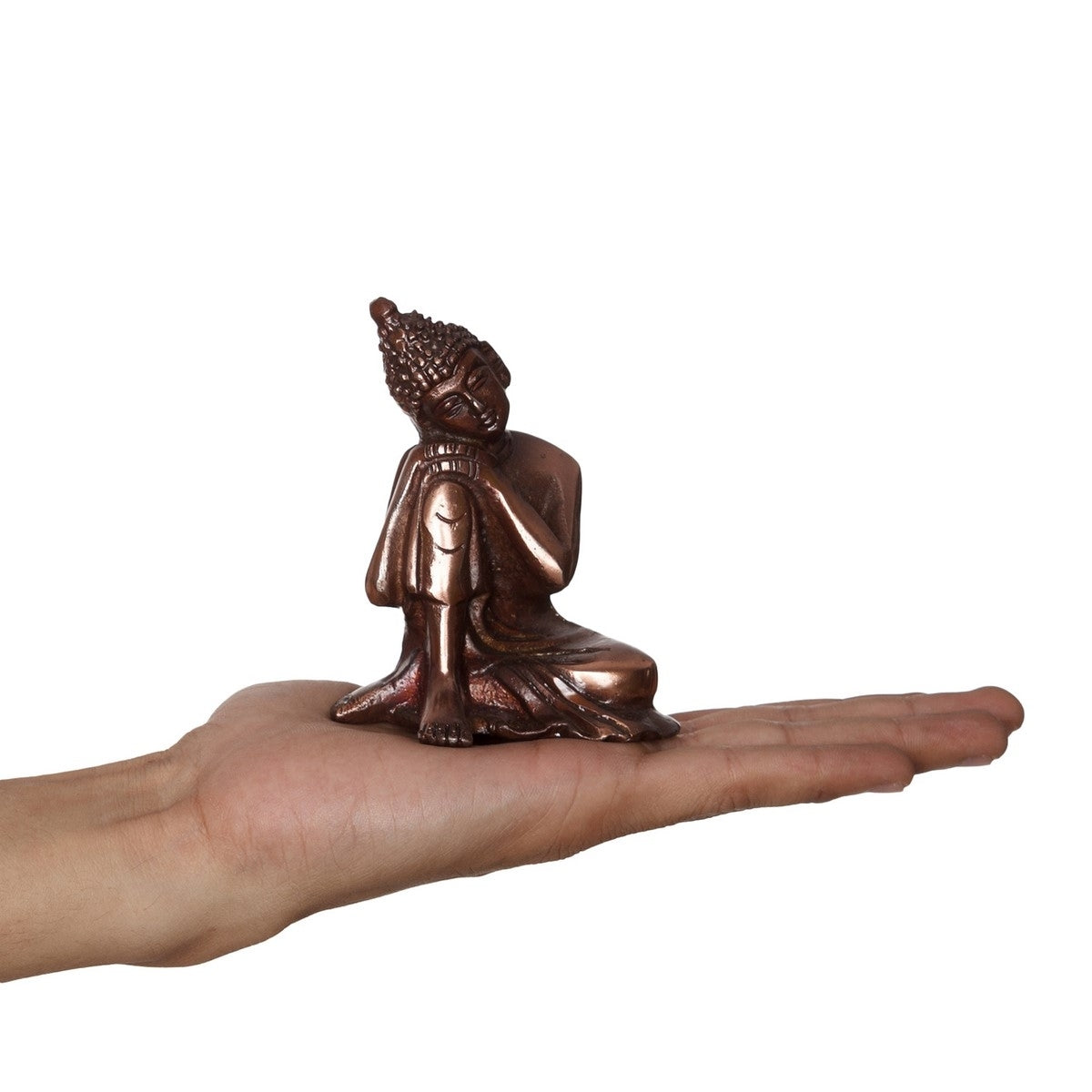 Brown Metal Resting Buddha On Knee Statue 4