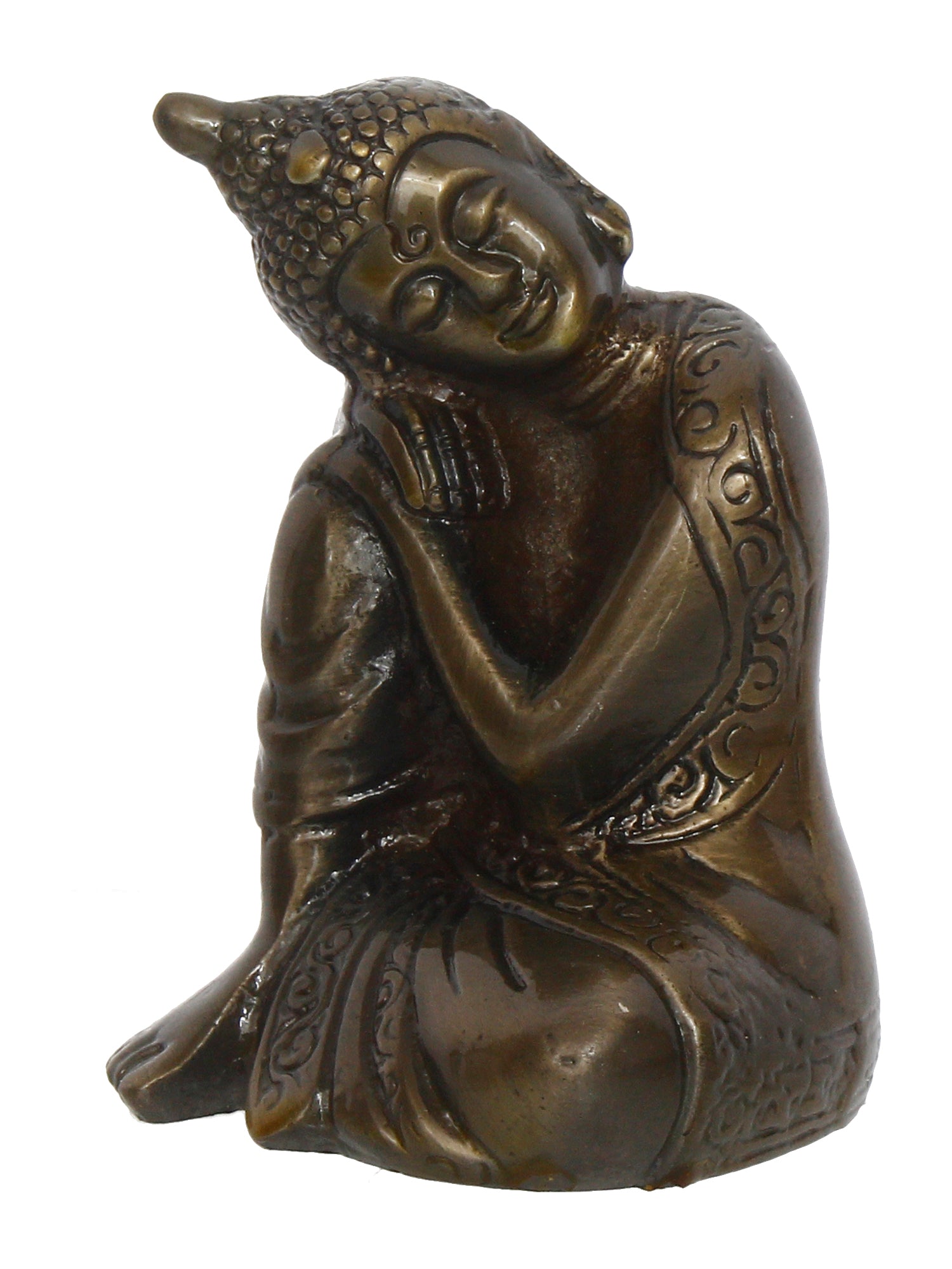 Metal Resting Buddha On Knee Statue 2