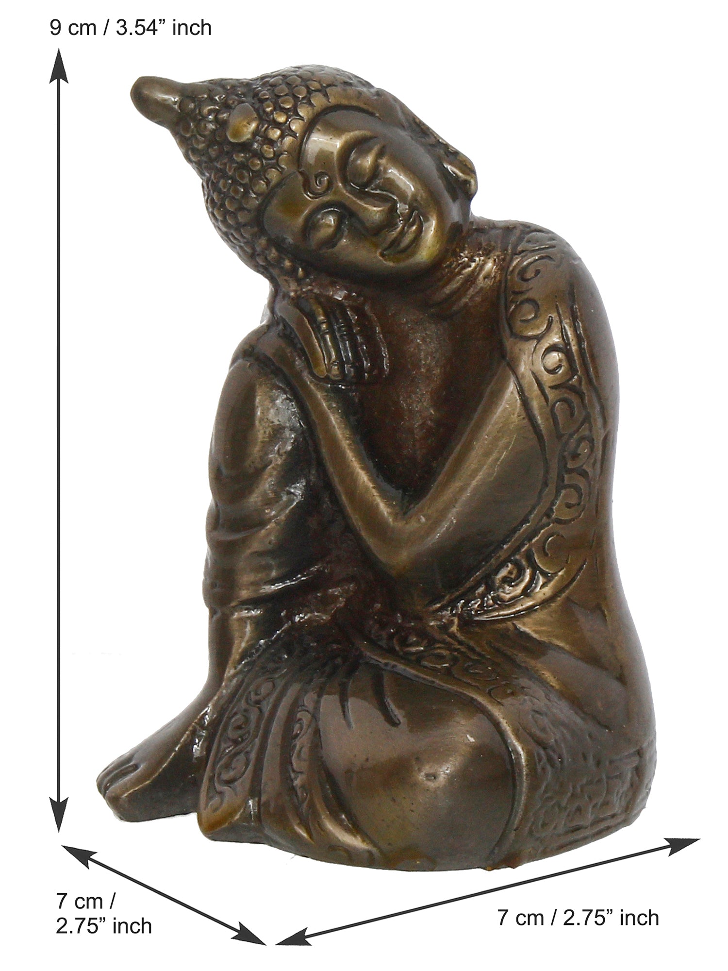 Metal Resting Buddha On Knee Statue 3