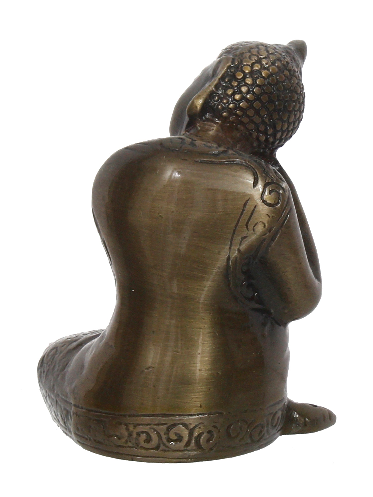 Metal Resting Buddha On Knee Statue 6