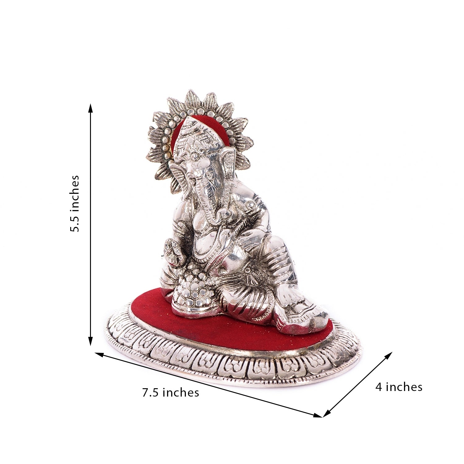 White Metal Silver and Red Lord Ganesha Idol 2
