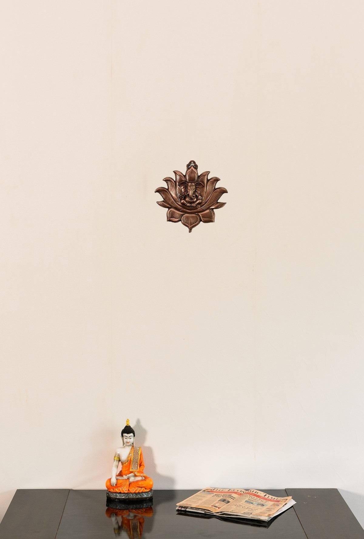 Brown Metal Lord Ganesha on Lotus Wall Hanging 2