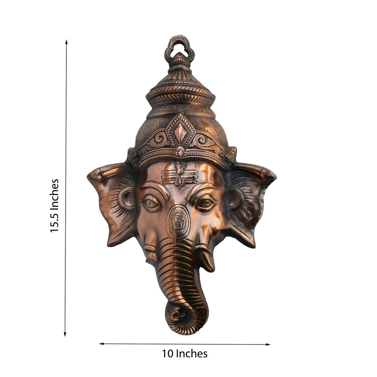 Brown Metal Lord Ganesha Face Wall Hanging 2
