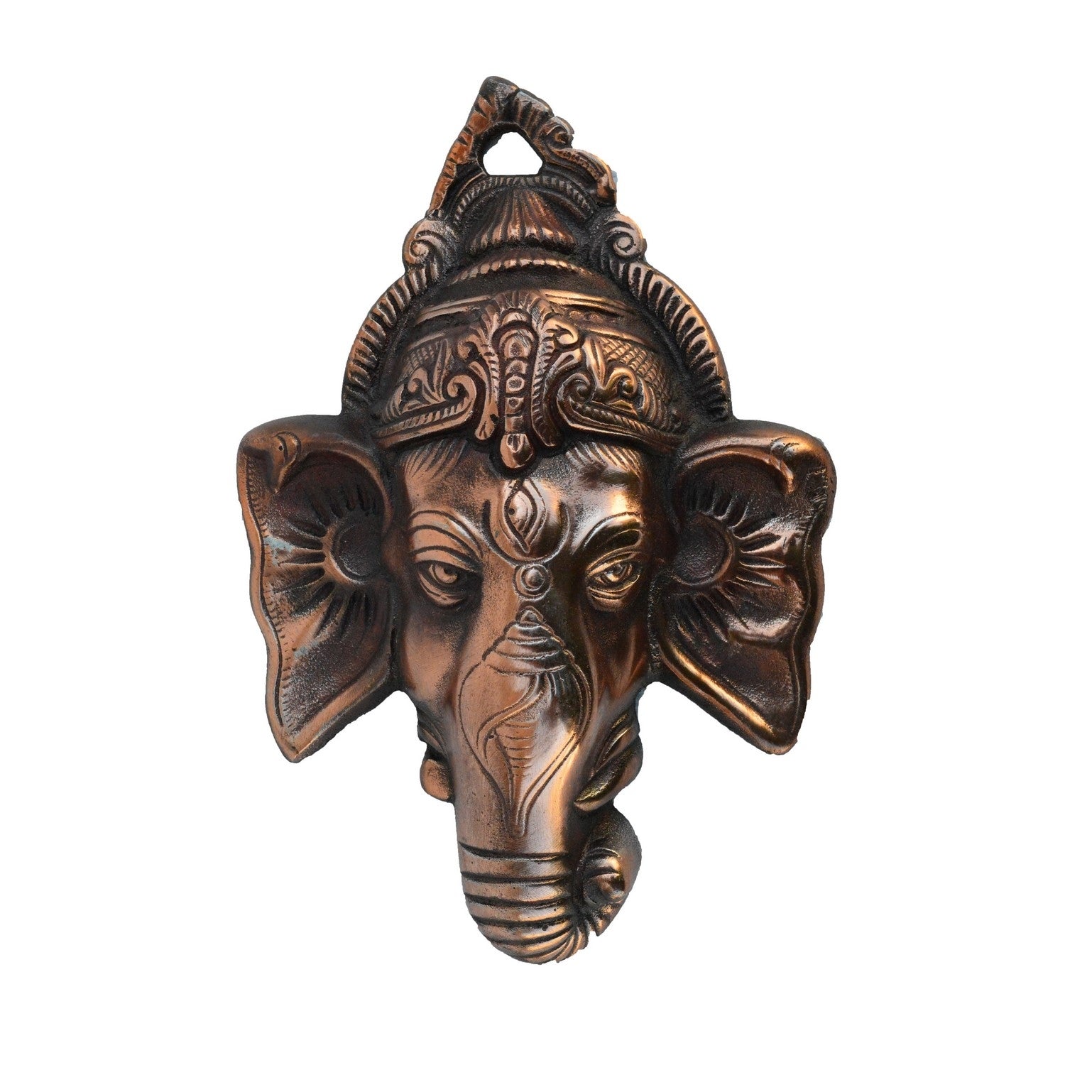 Brown Metal Lord Ganesha Face Wall Hanging Decorative Showpiece