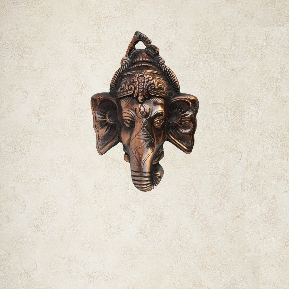 Brown Metal Lord Ganesha Face Wall Hanging Decorative Showpiece 1