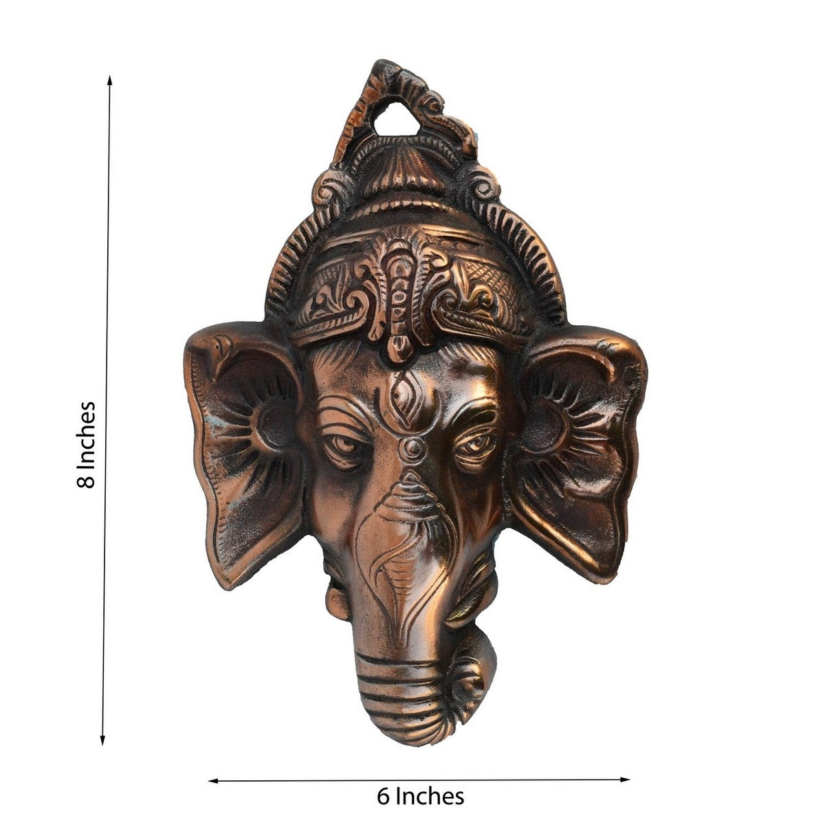 Brown Metal Lord Ganesha Face Wall Hanging Decorative Showpiece 2