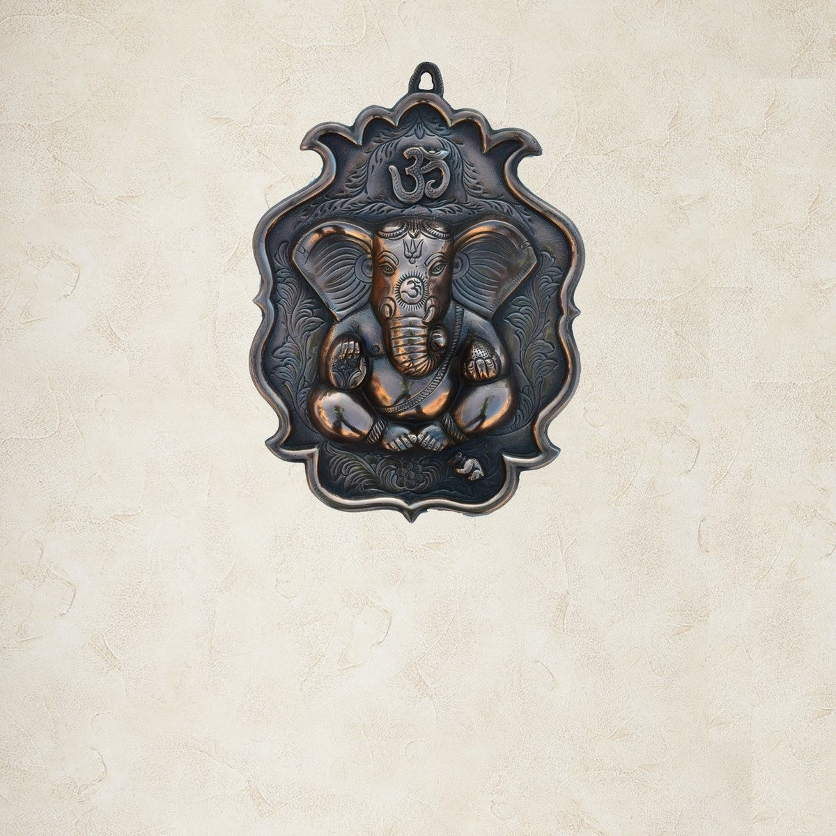 Metal Lord Ganesha Wall Hanging Art With Om Symbol 1