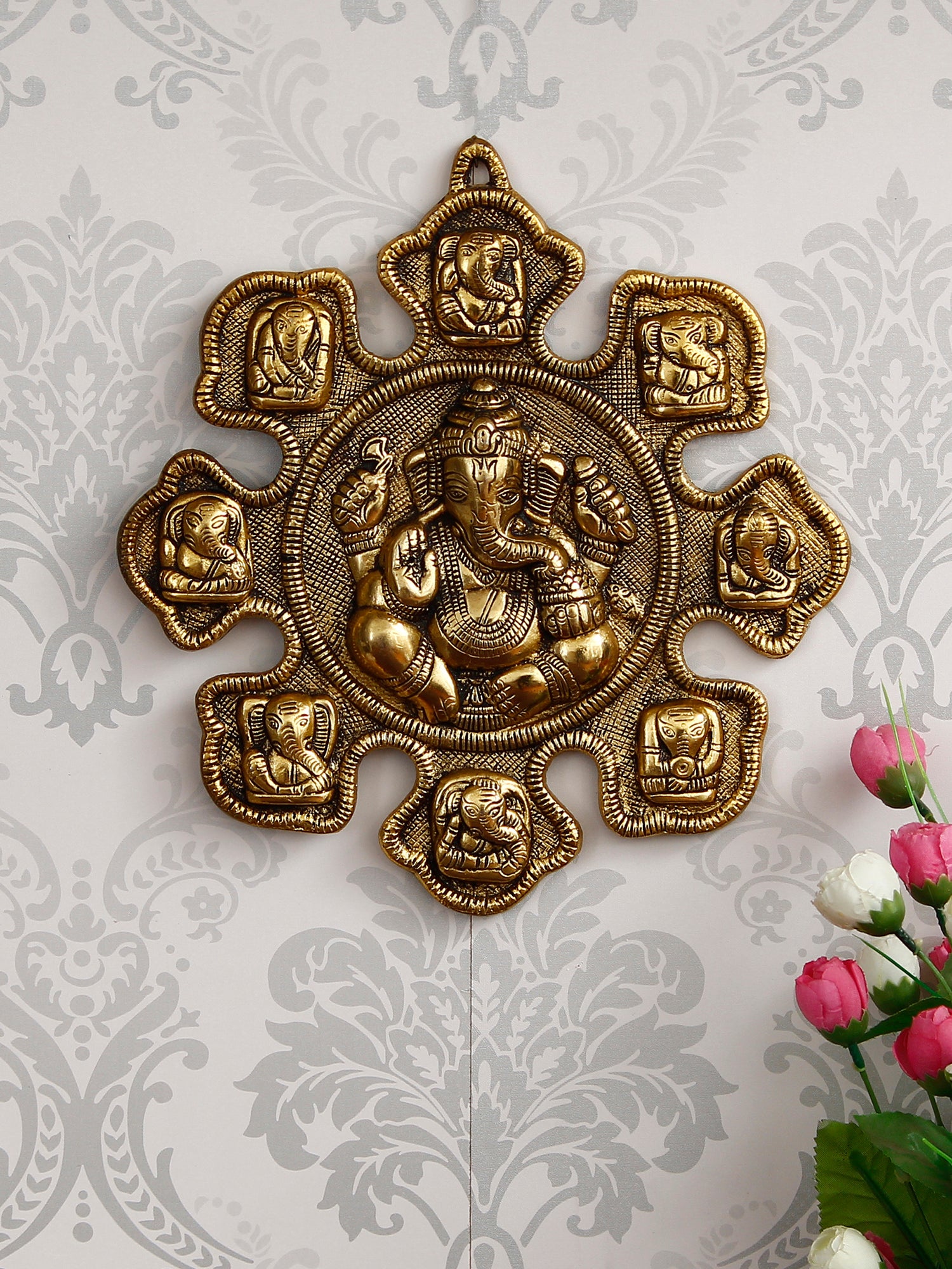 9 variants of Lord Ganesha Golden Metal Wall hanging 1