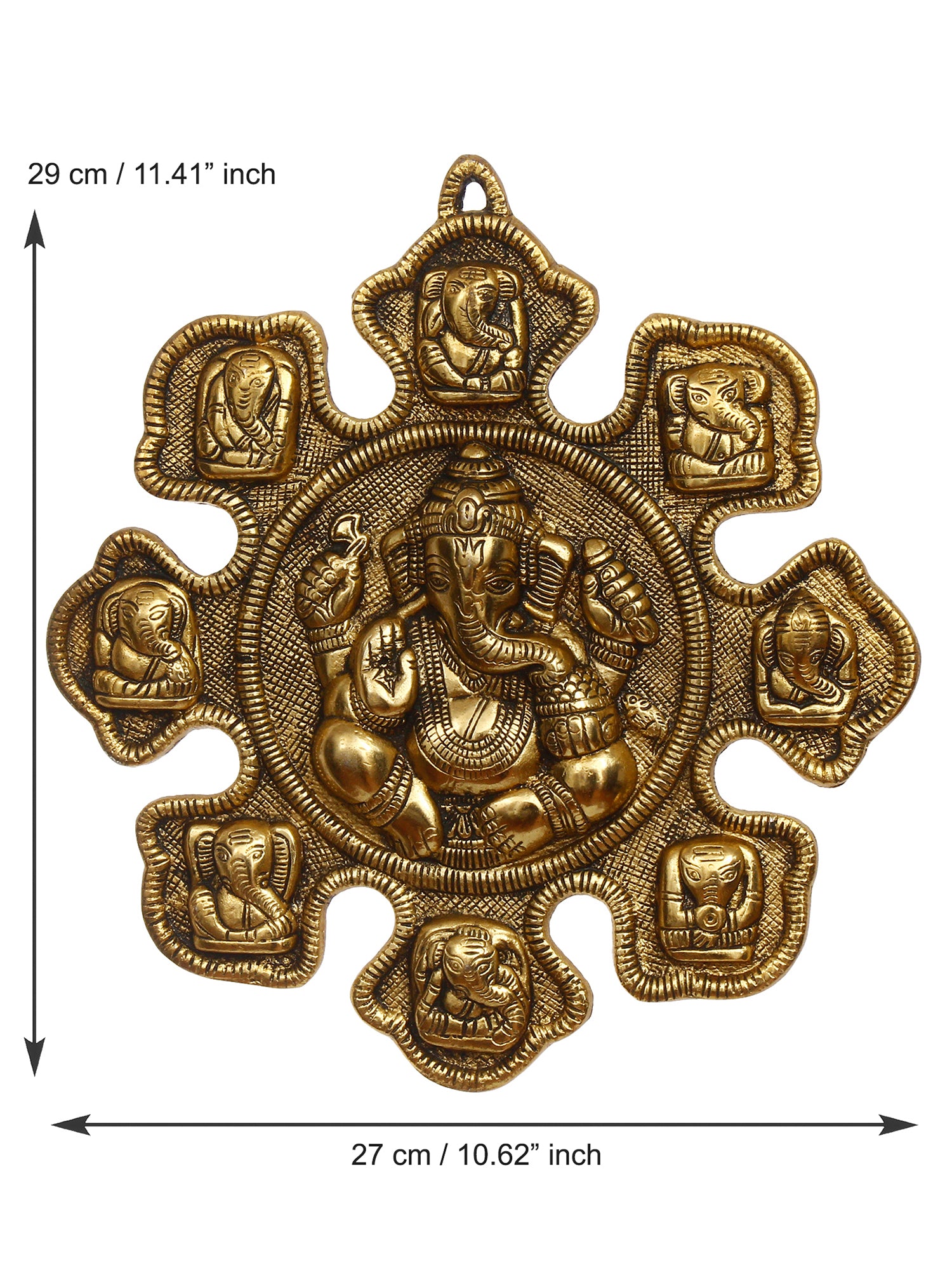 9 variants of Lord Ganesha Golden Metal Wall hanging 3