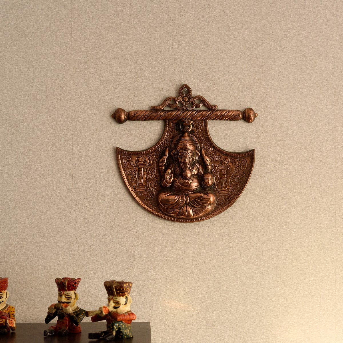 Brown Lord Ganesha on Phanki Metal Wall Hanging