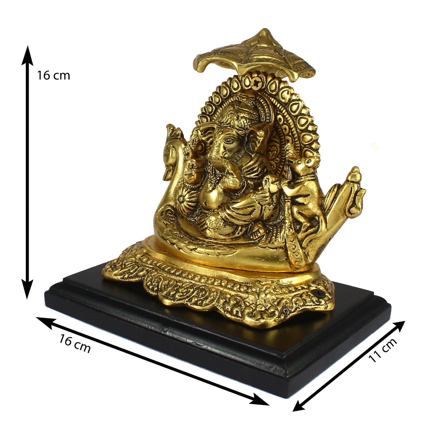 Golden Lord Ganesha sitting on Swan Throne 2