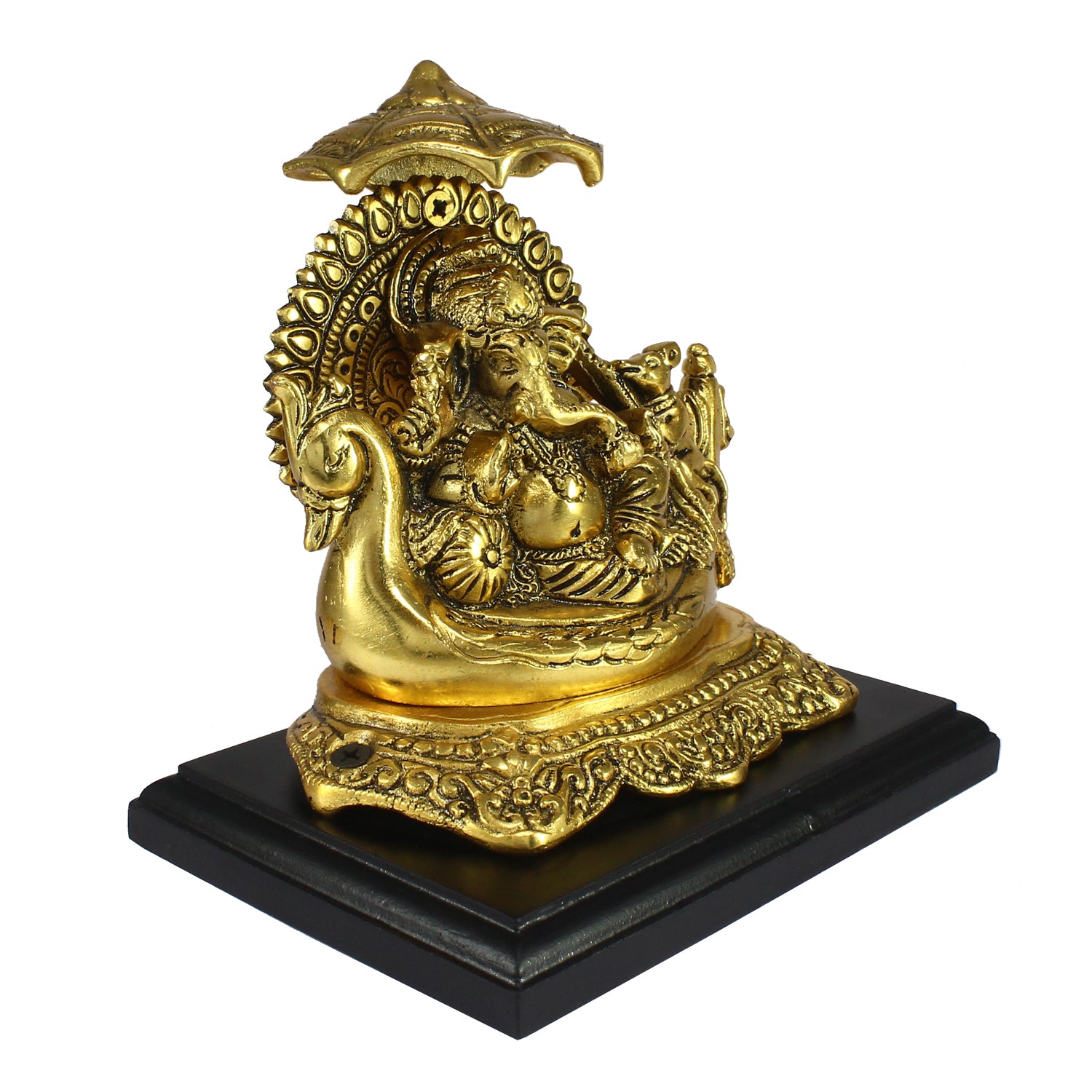 Golden Lord Ganesha sitting on Swan Throne 3