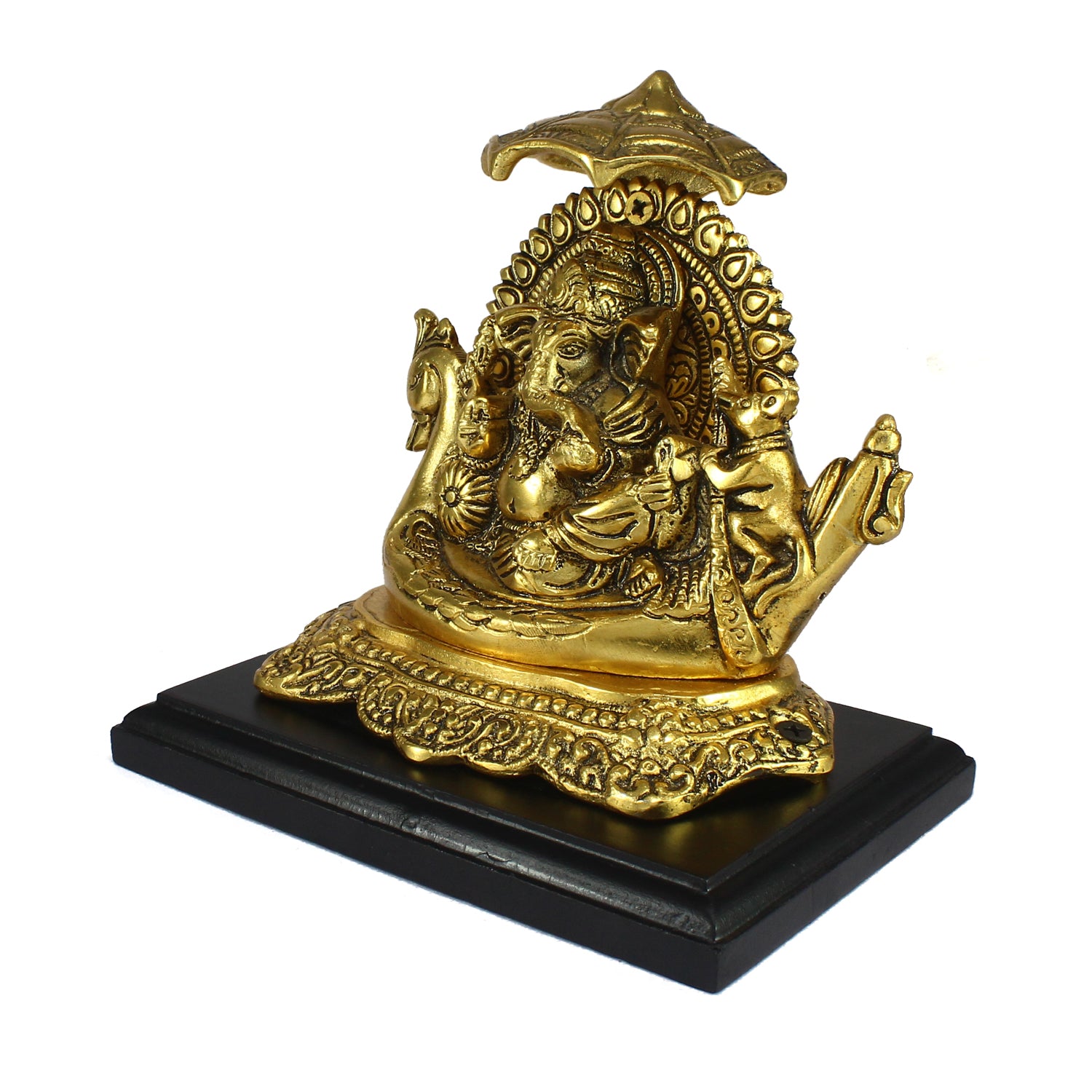 Golden Lord Ganesha sitting on Swan Throne 4