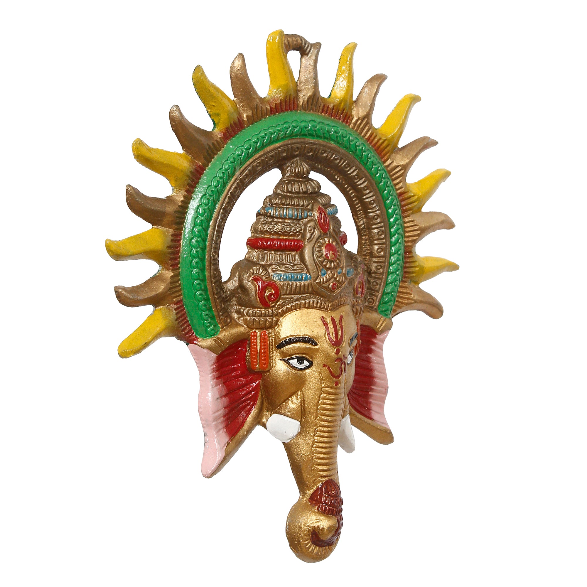 Colorful Lord Ganesha with Sun Decorative Metal Wall Hanging Art 4