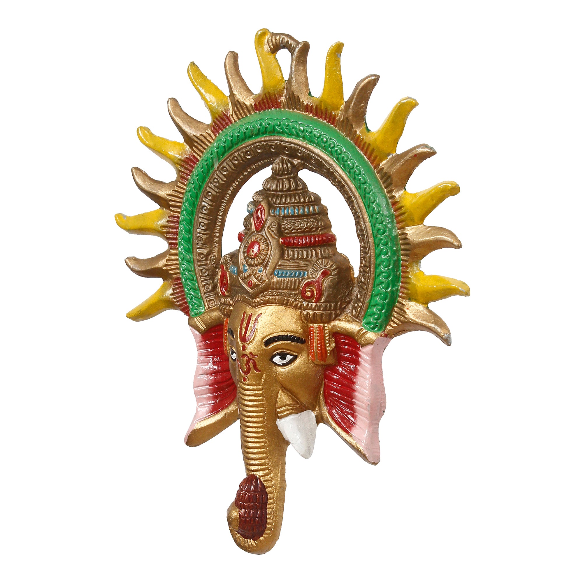 Colorful Lord Ganesha with Sun Decorative Metal Wall Hanging Art 5