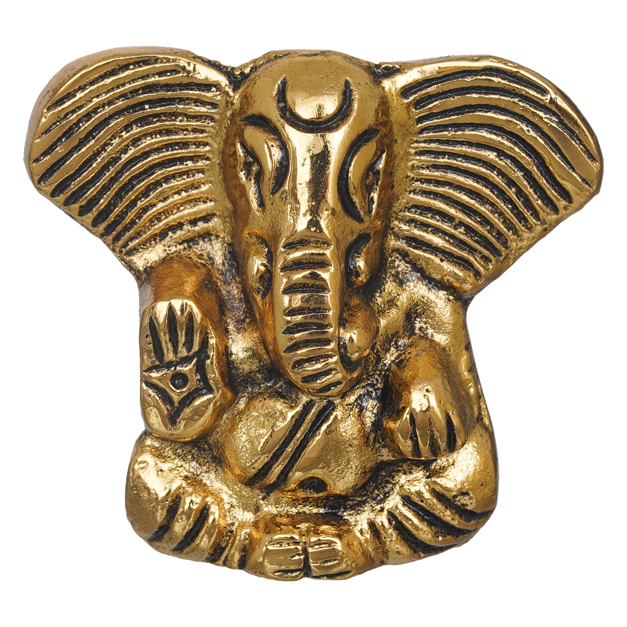 eCraftIndia Golden Metal Handcrafted Blessing Lord Ganesha Idol 2