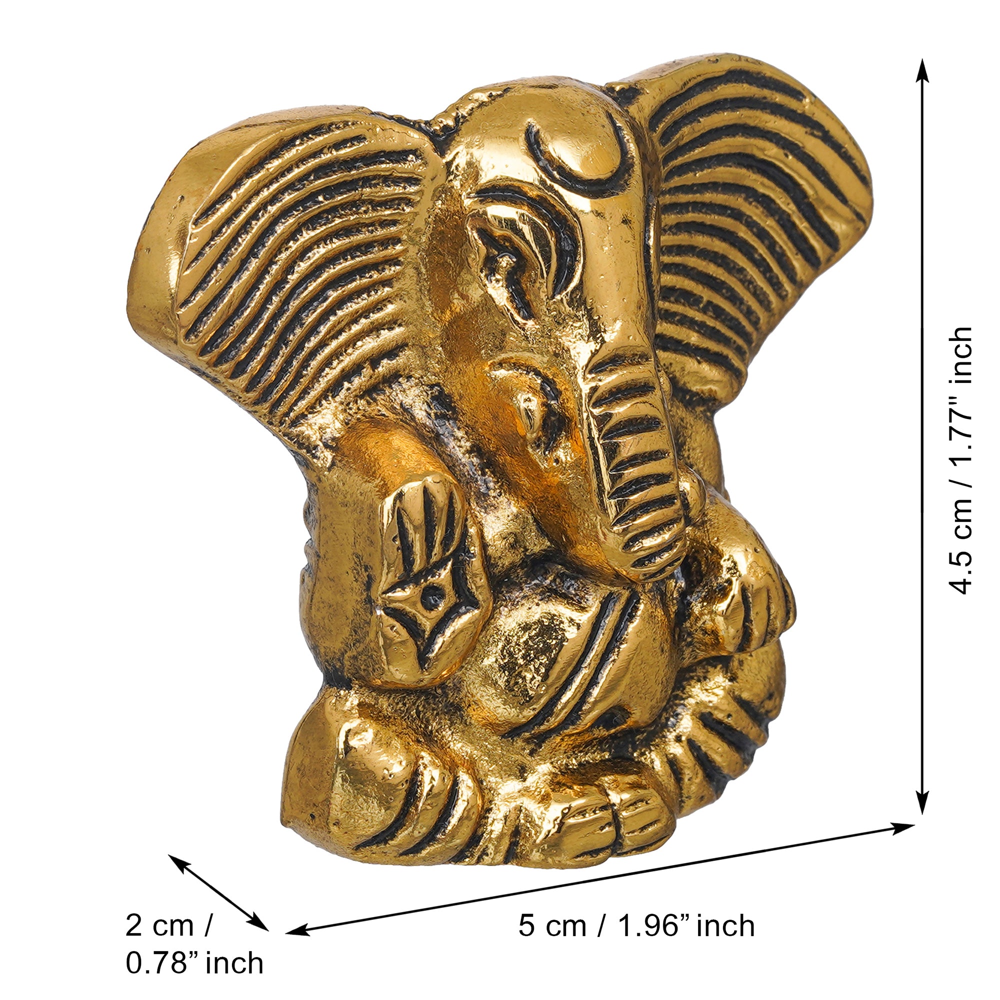 eCraftIndia Golden Metal Handcrafted Blessing Lord Ganesha Idol 3