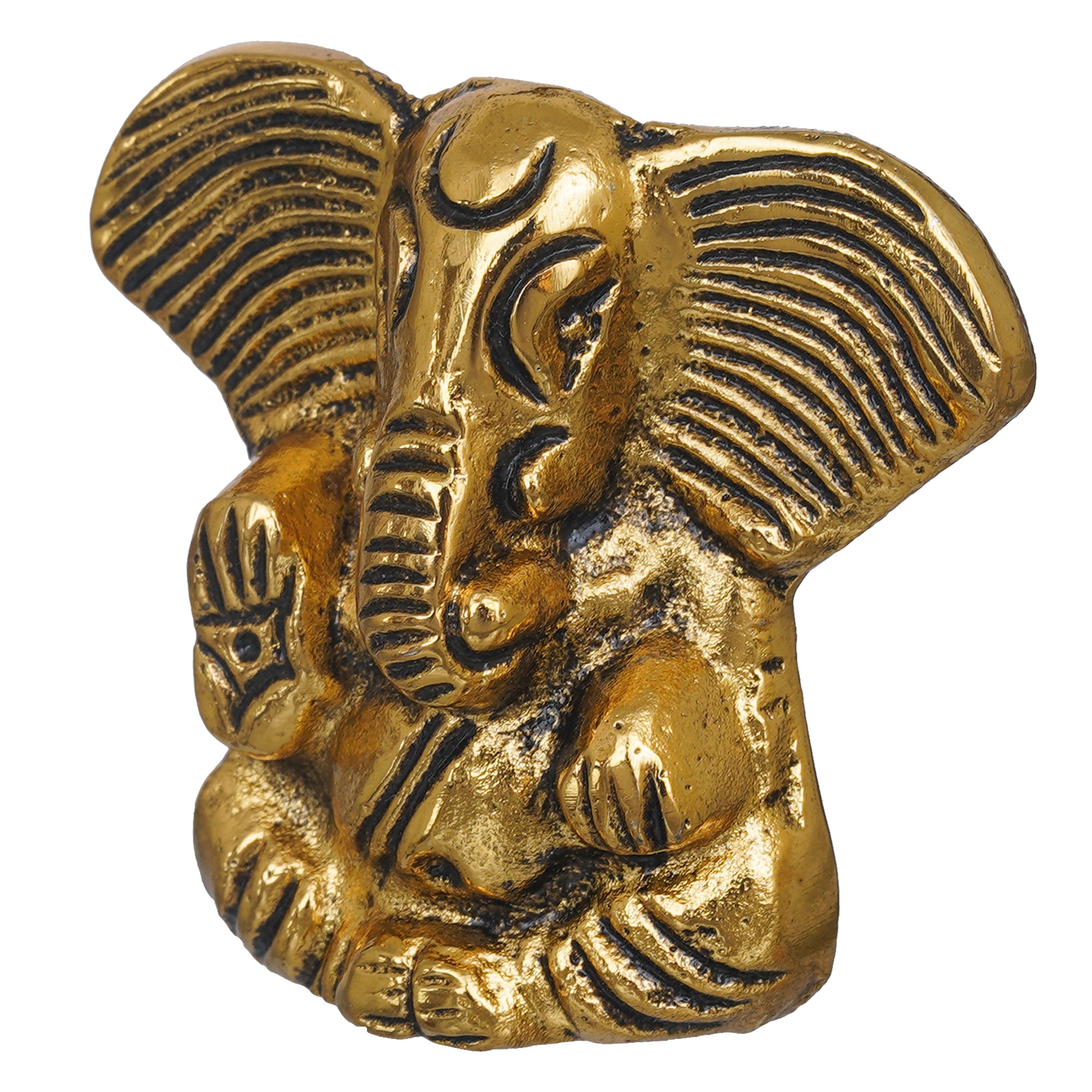 eCraftIndia Golden Metal Handcrafted Blessing Lord Ganesha Idol 6