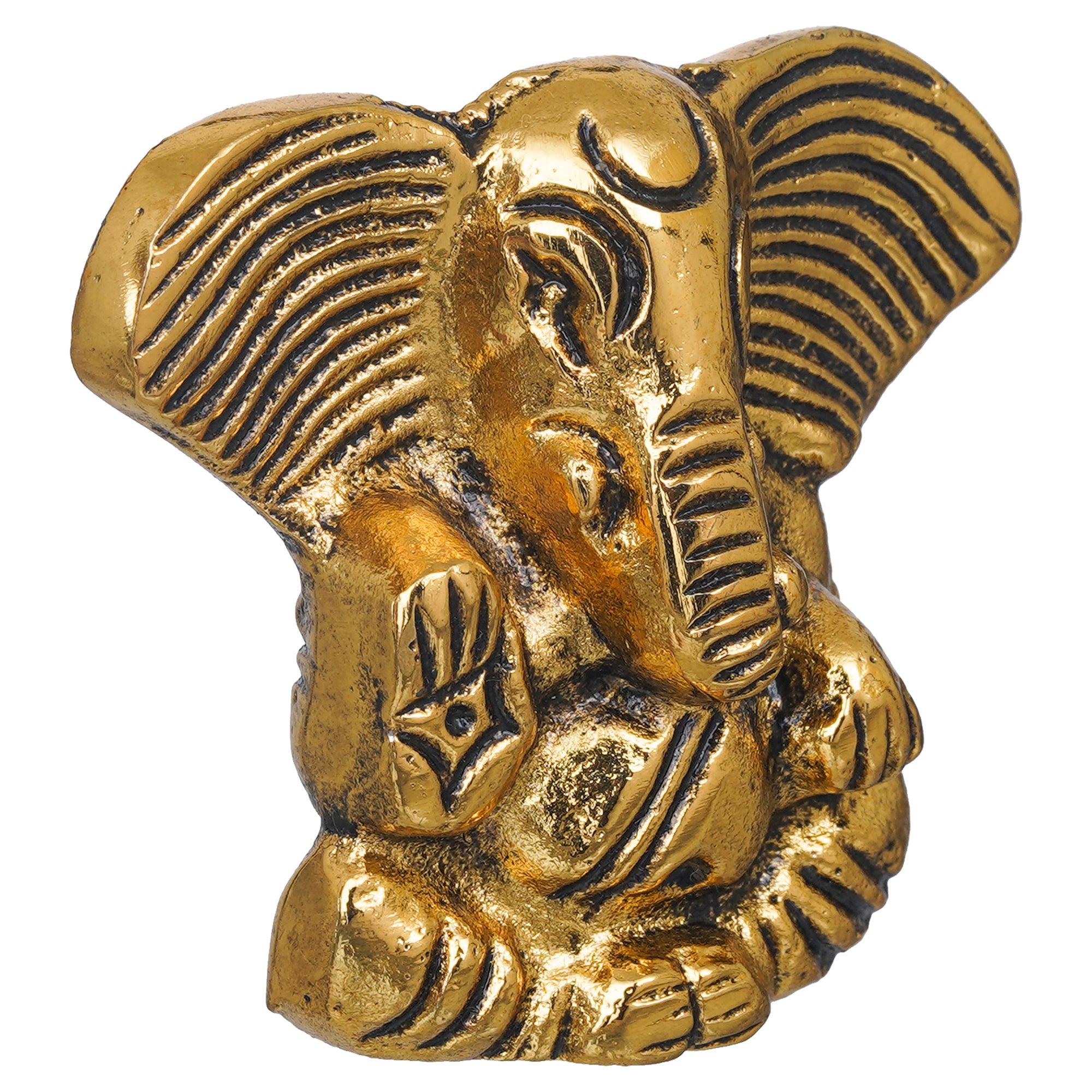 eCraftIndia Golden Metal Handcrafted Blessing Lord Ganesha Idol 7