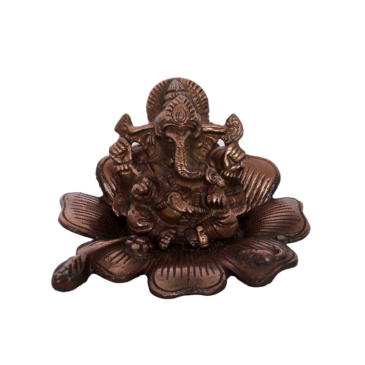 Metal Lord Ganesha Idol On Flower 1