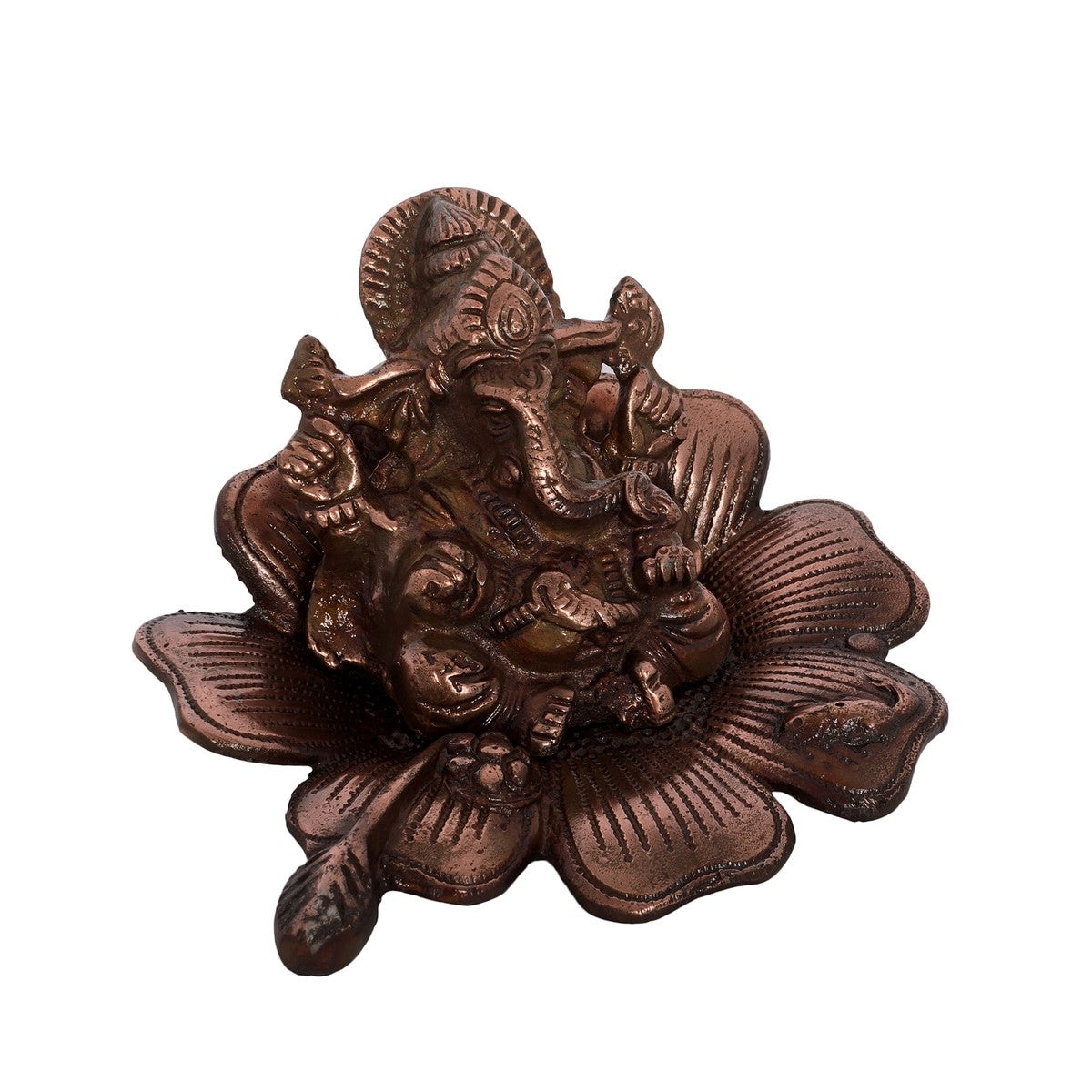 Metal Lord Ganesha Idol On Flower 5