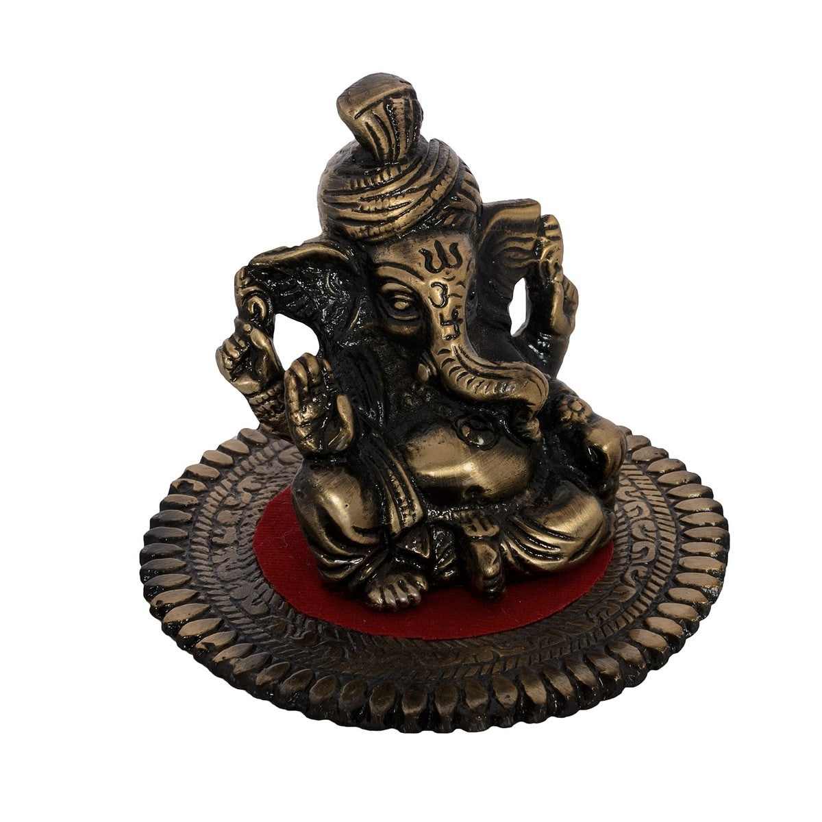 Brown Metal Phagdi Lord Ganesha Idol on Round Base 2