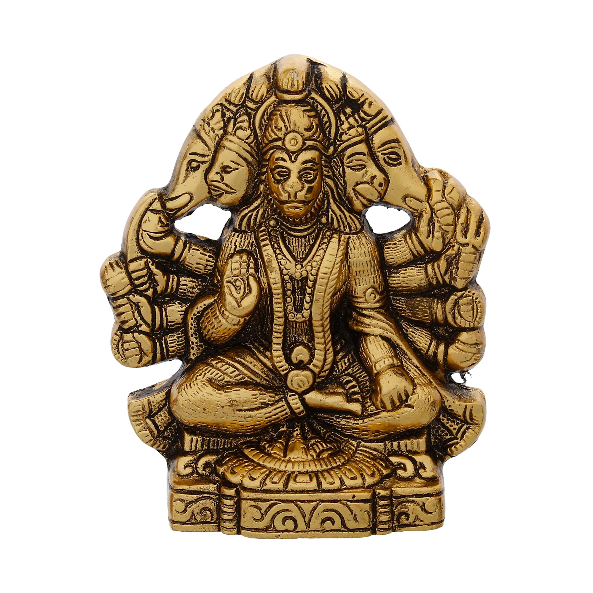Golden Metal Lord Panchmukhi Hanuman Statue 3