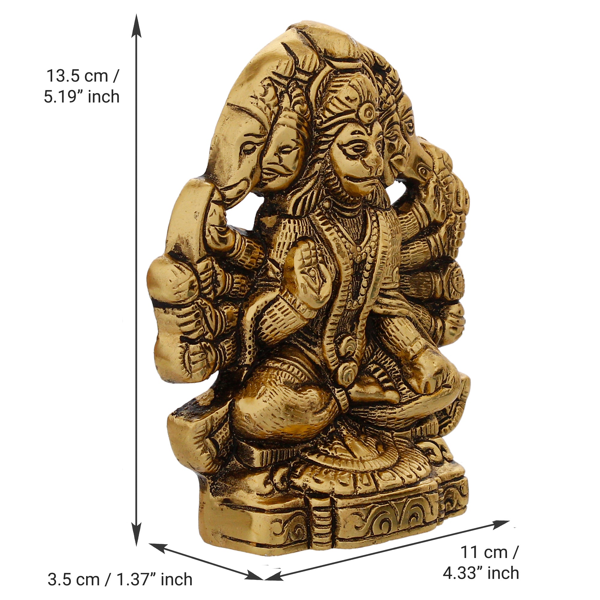 Golden Metal Lord Panchmukhi Hanuman Statue 4