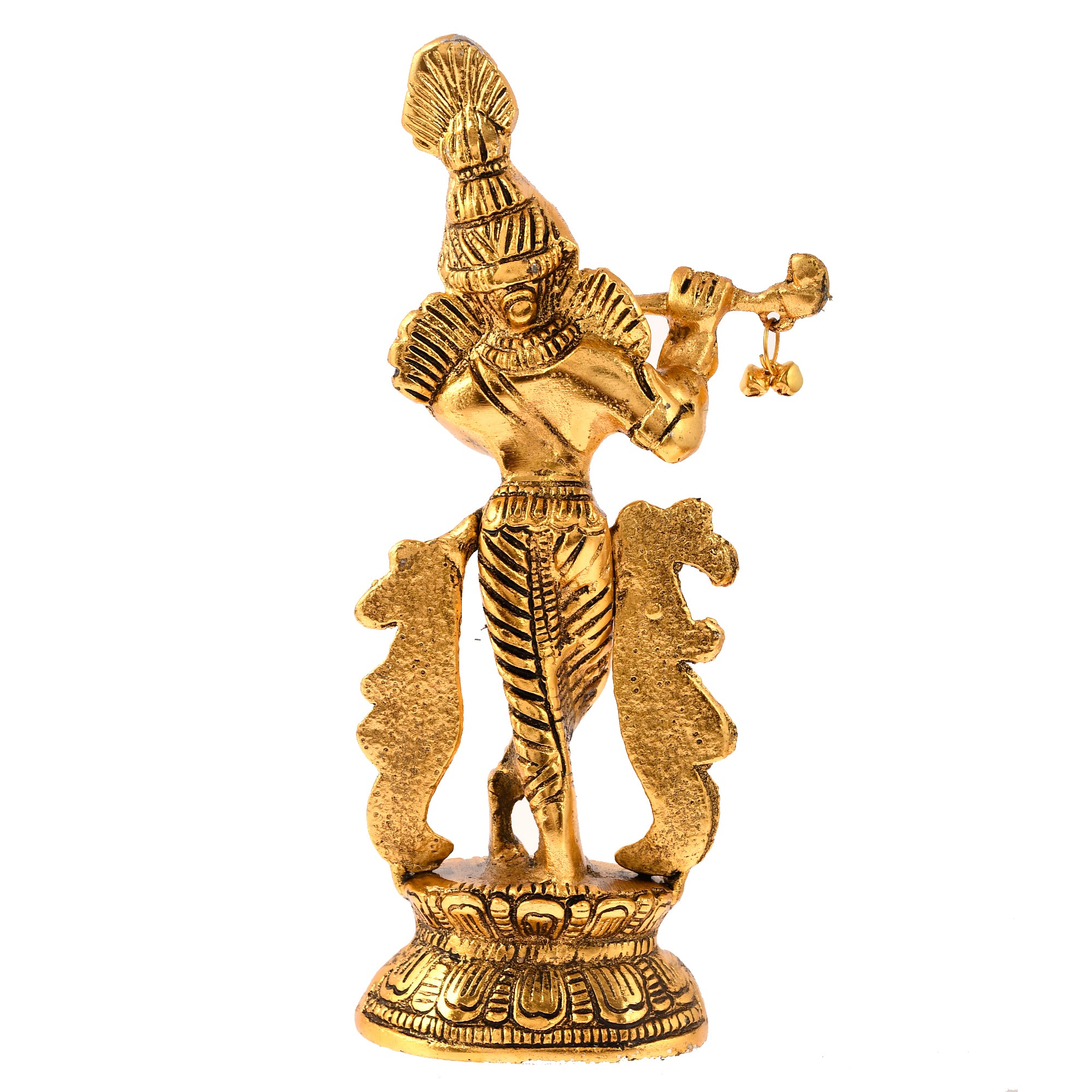 Golden Lord Krishna Playing Flute Idol 3