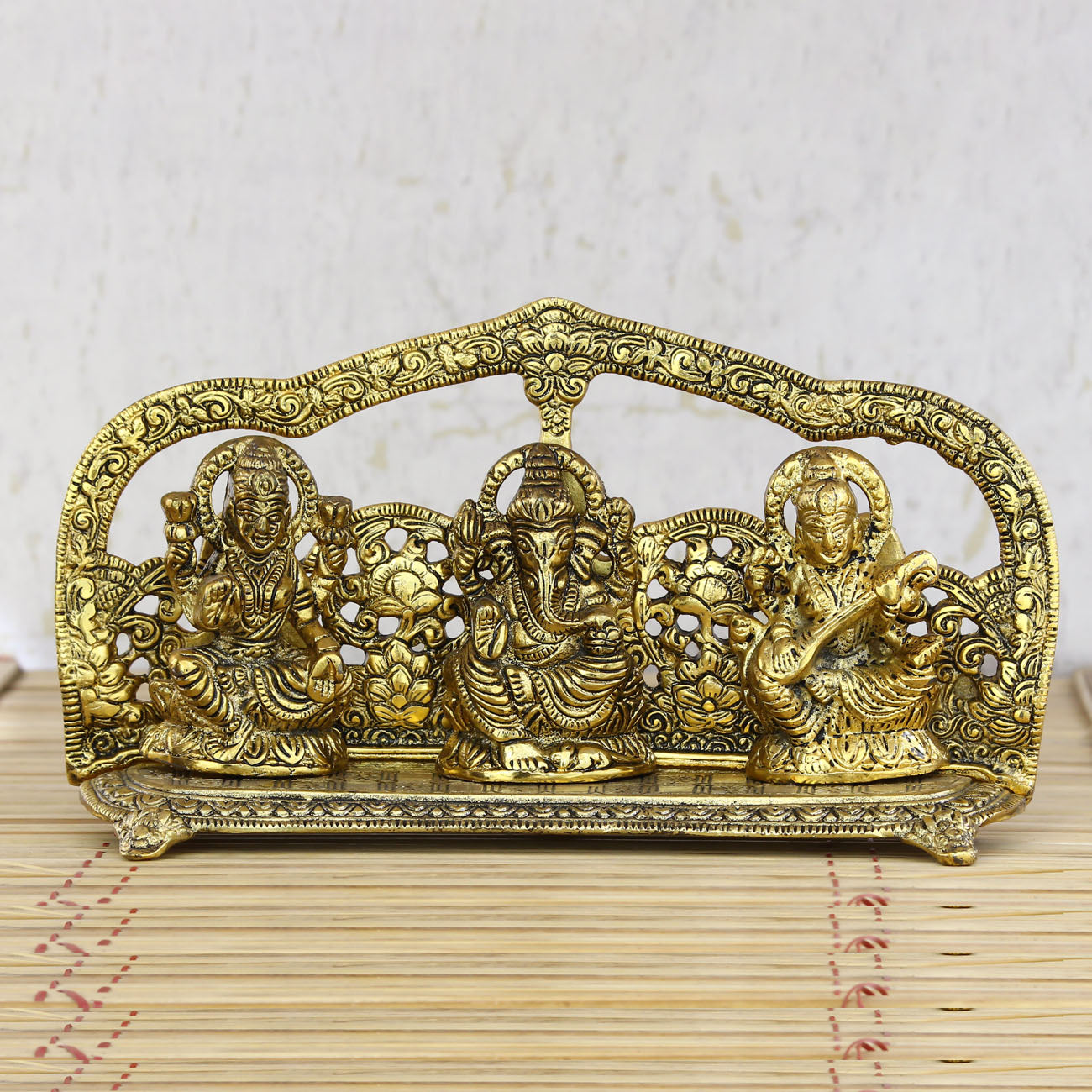 Golden Laxmi Ganesha Saraswati Murtis Religious Idols