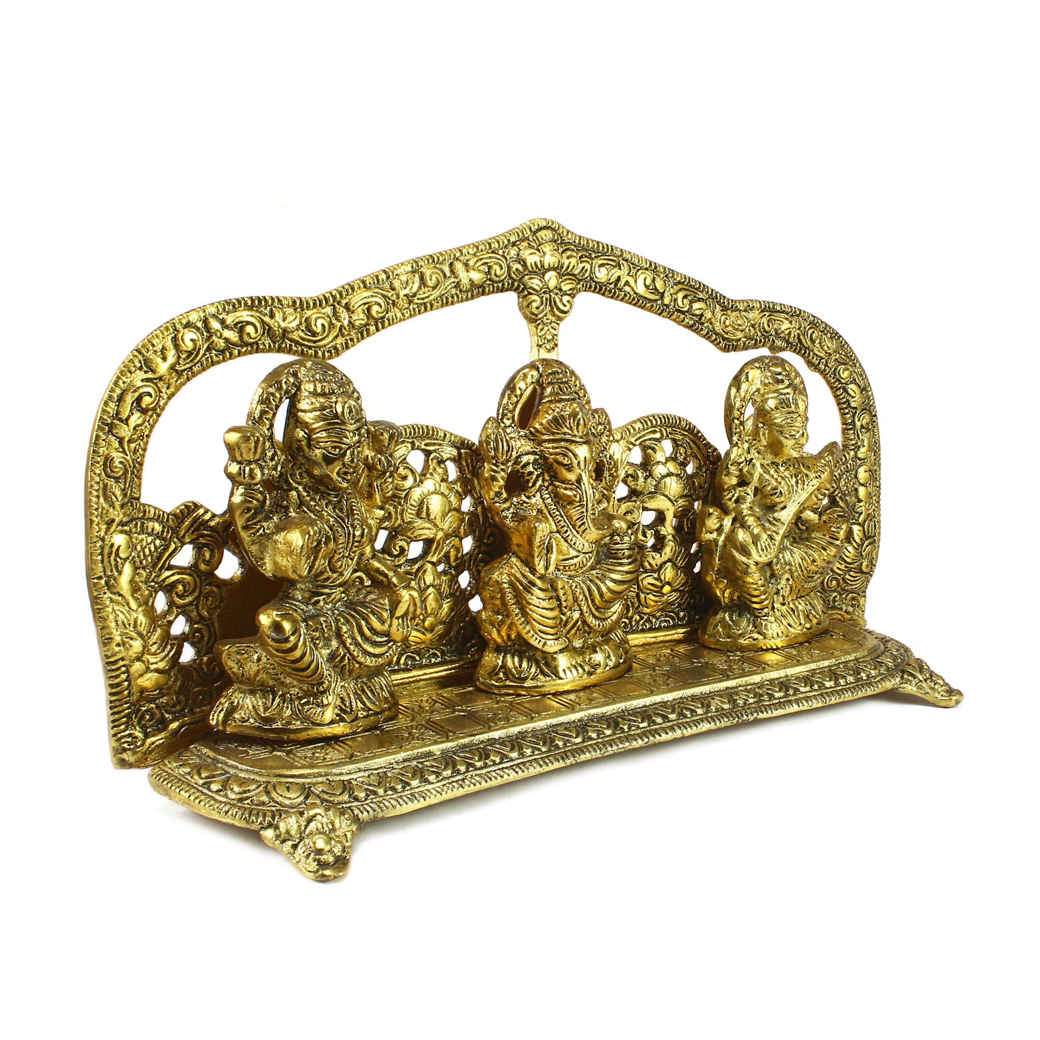 Golden Laxmi Ganesha Saraswati Murtis Religious Idols 3