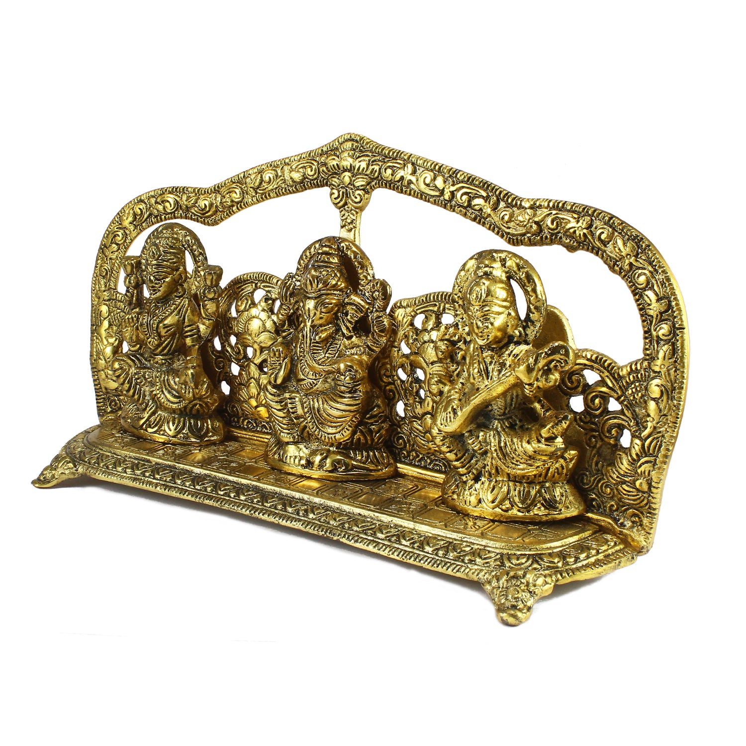 Golden Laxmi Ganesha Saraswati Murtis Religious Idols 4