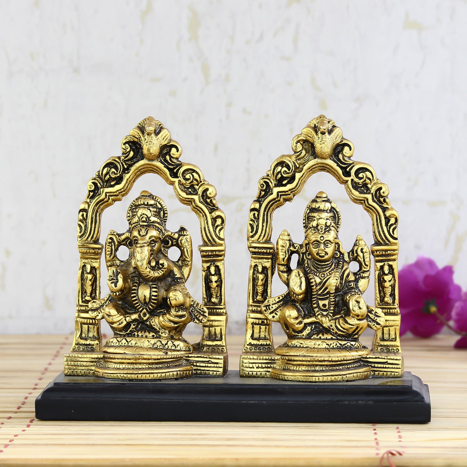 Golden Metal Laxmi Ganesh Murti Religious Idols