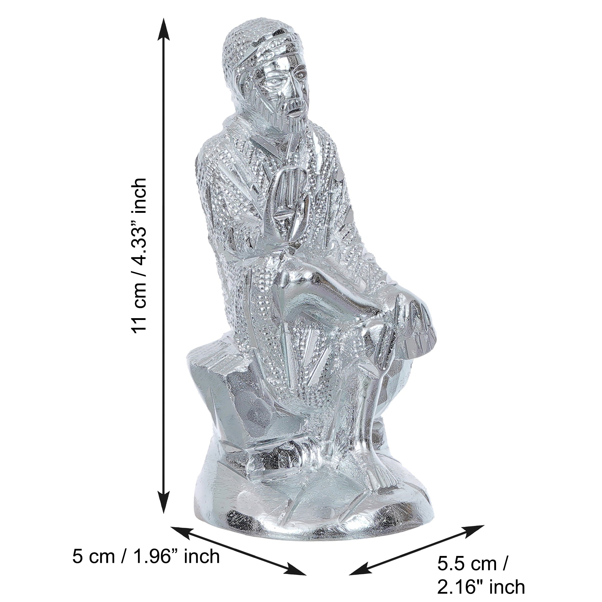 Silver Sai Baba Metal Figurine 3