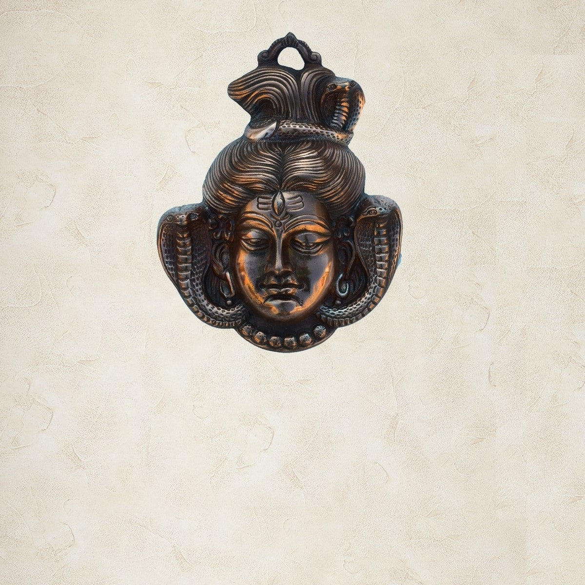 Brown Lord Shiva Face Metal Wall hanging 1
