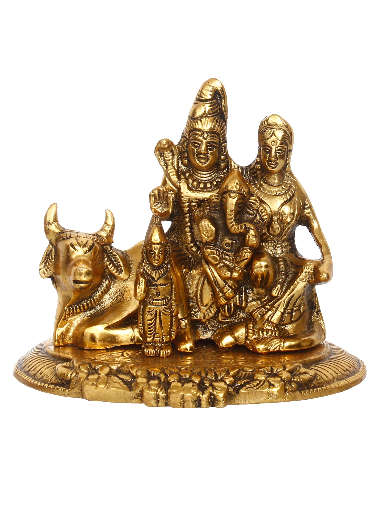 Lord Shiva Parvati Ganesh Idols Sitting On Nandi Figurine 2