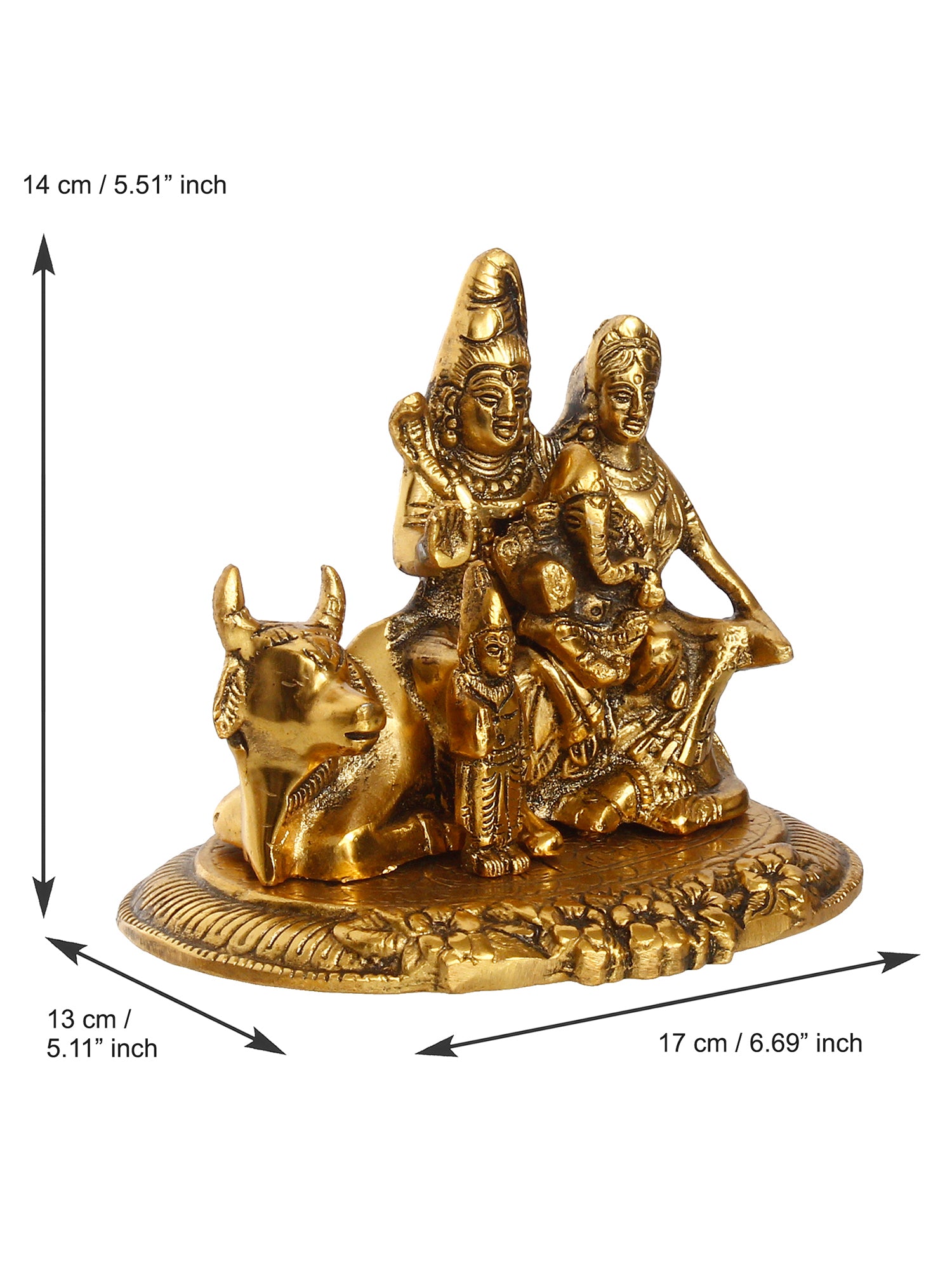 Lord Shiva Parvati Ganesh Idols Sitting On Nandi Figurine 3