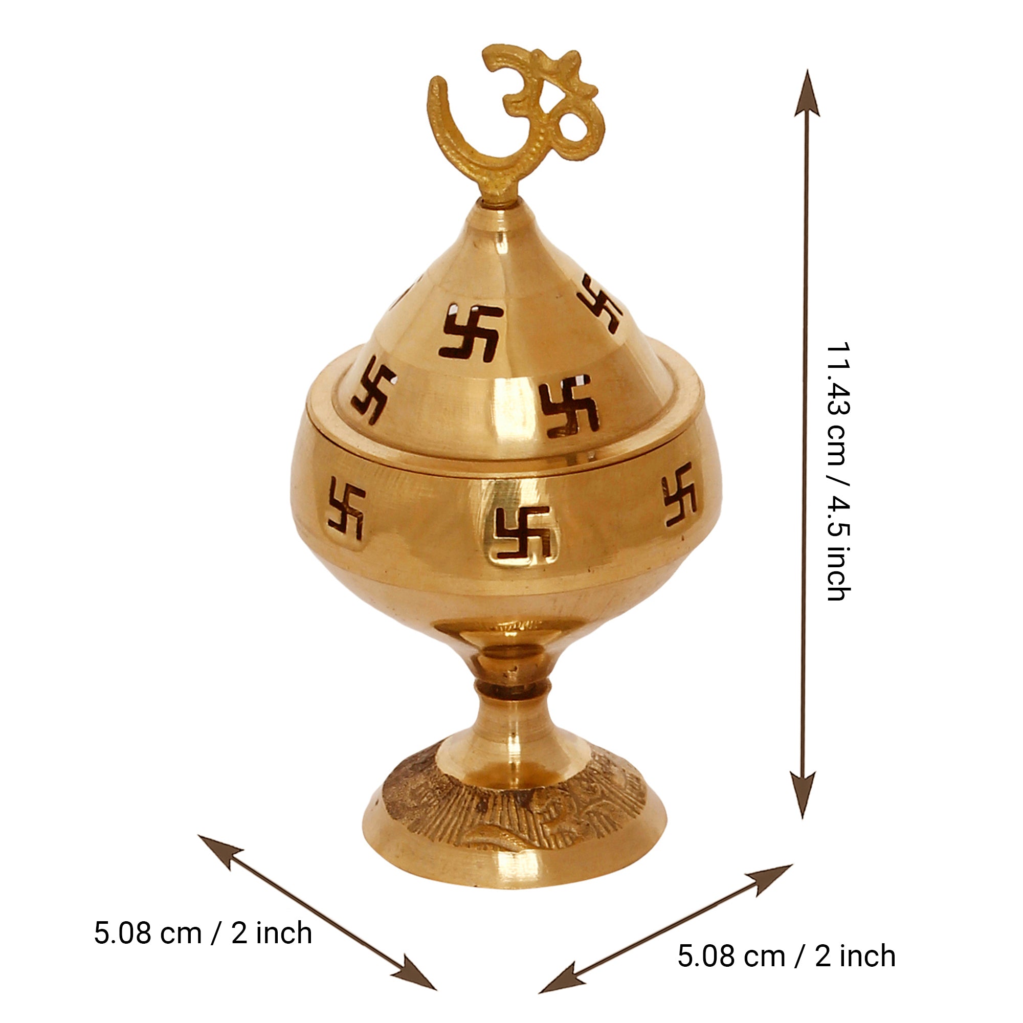 eCraftIndia Golden Om and Swastik Symbol Decorative Akhand Brass Diyas (Set of 4) 1