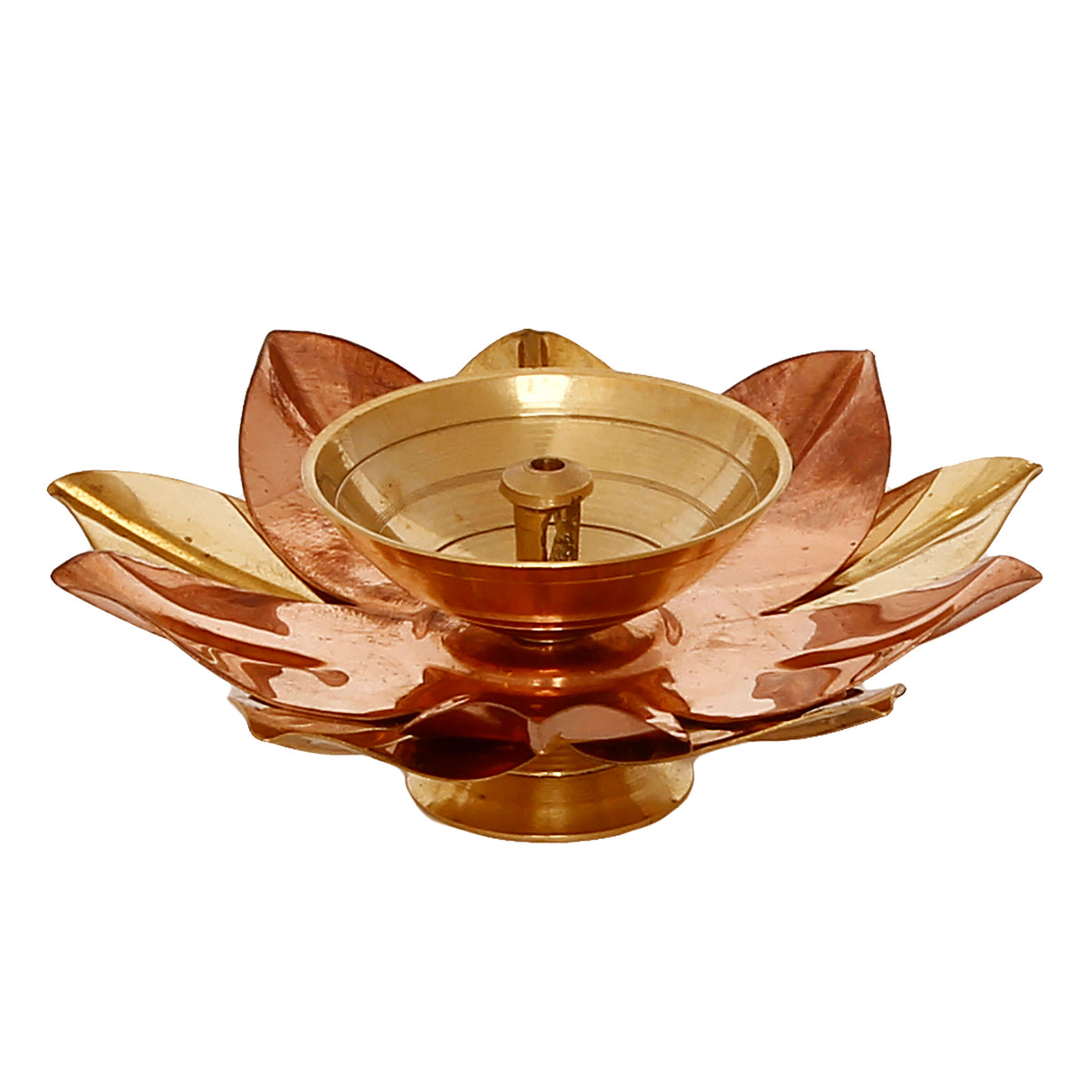 Large 6 Inch Floral Shape Metal Diya - eCraftIndia Online