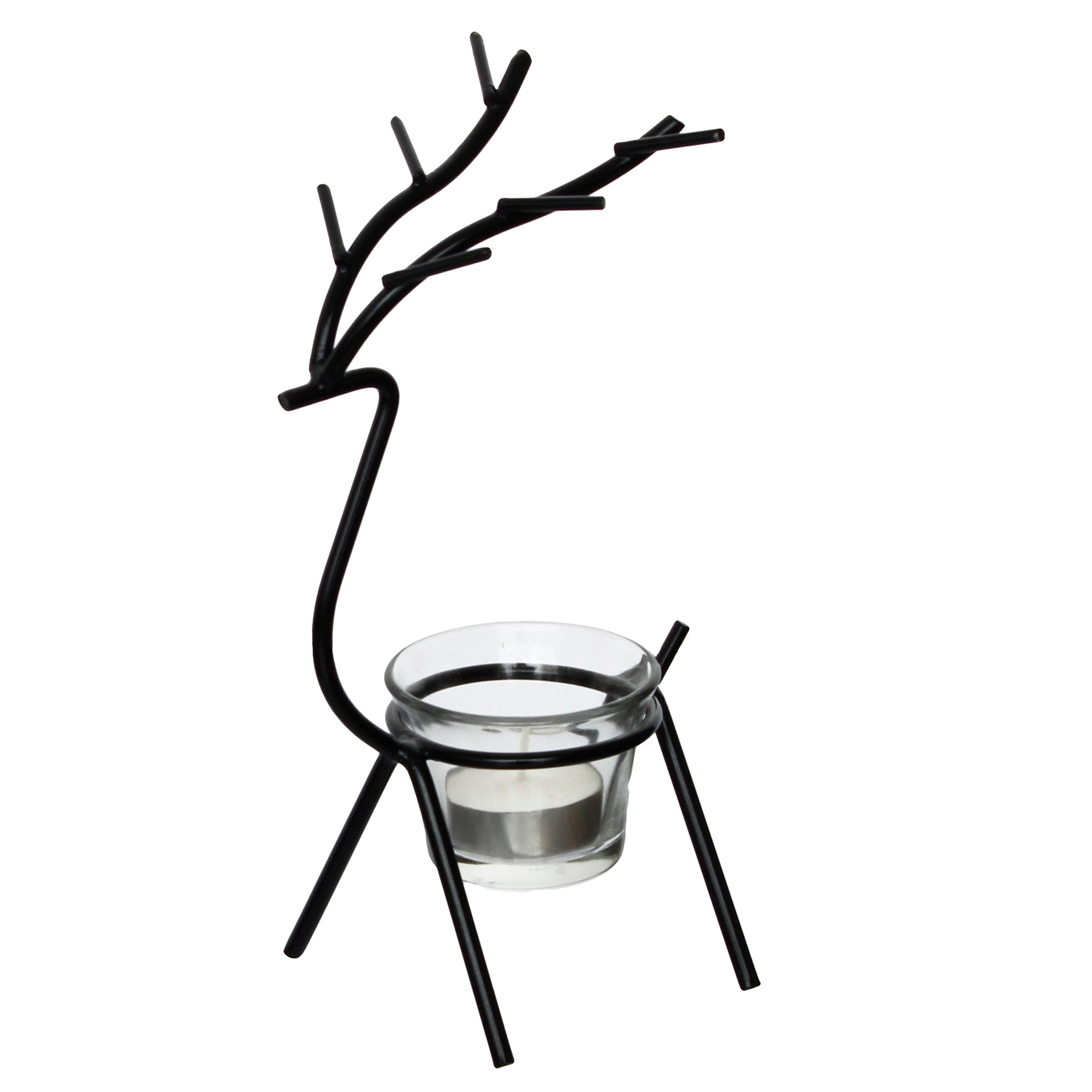 Black Metal Handcrafted Deer Shape Tea Light Candle Holder 4