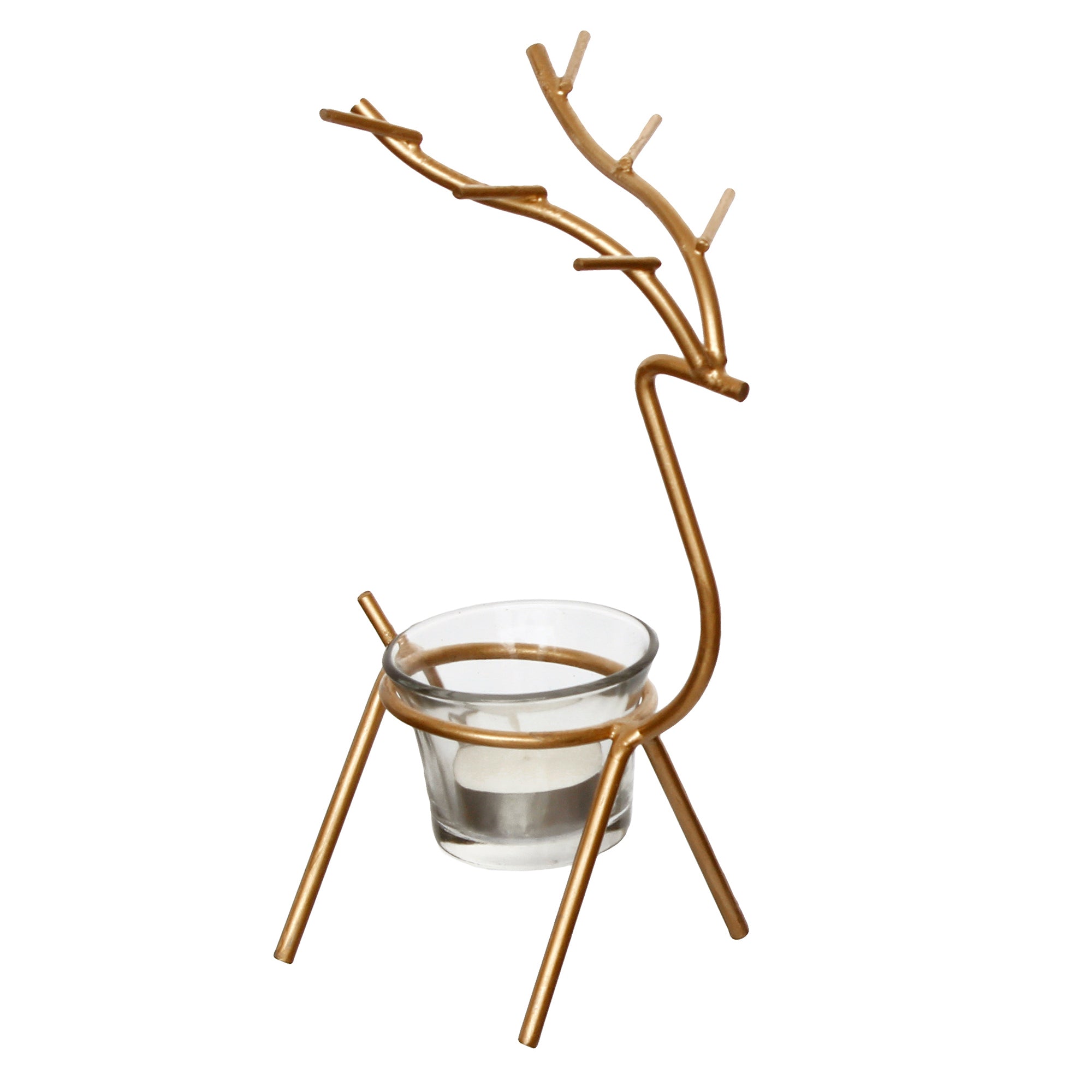Deer Shape Decorative Handcrafted Metal Golden tea light candle holder 2