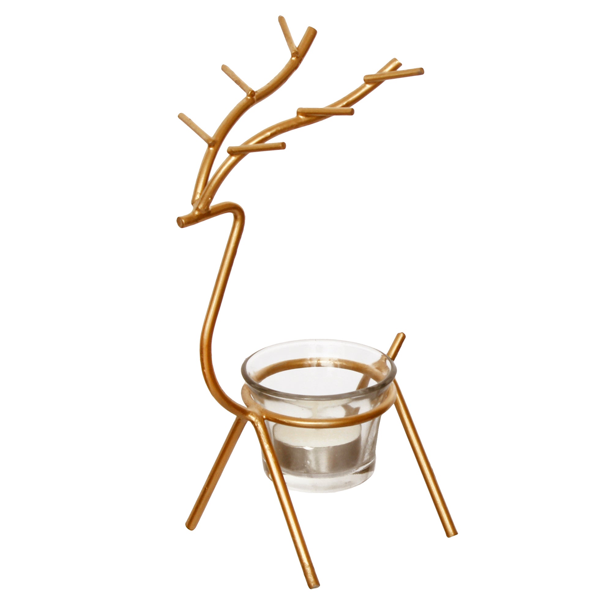 Deer Shape Decorative Handcrafted Metal Golden tea light candle holder 4